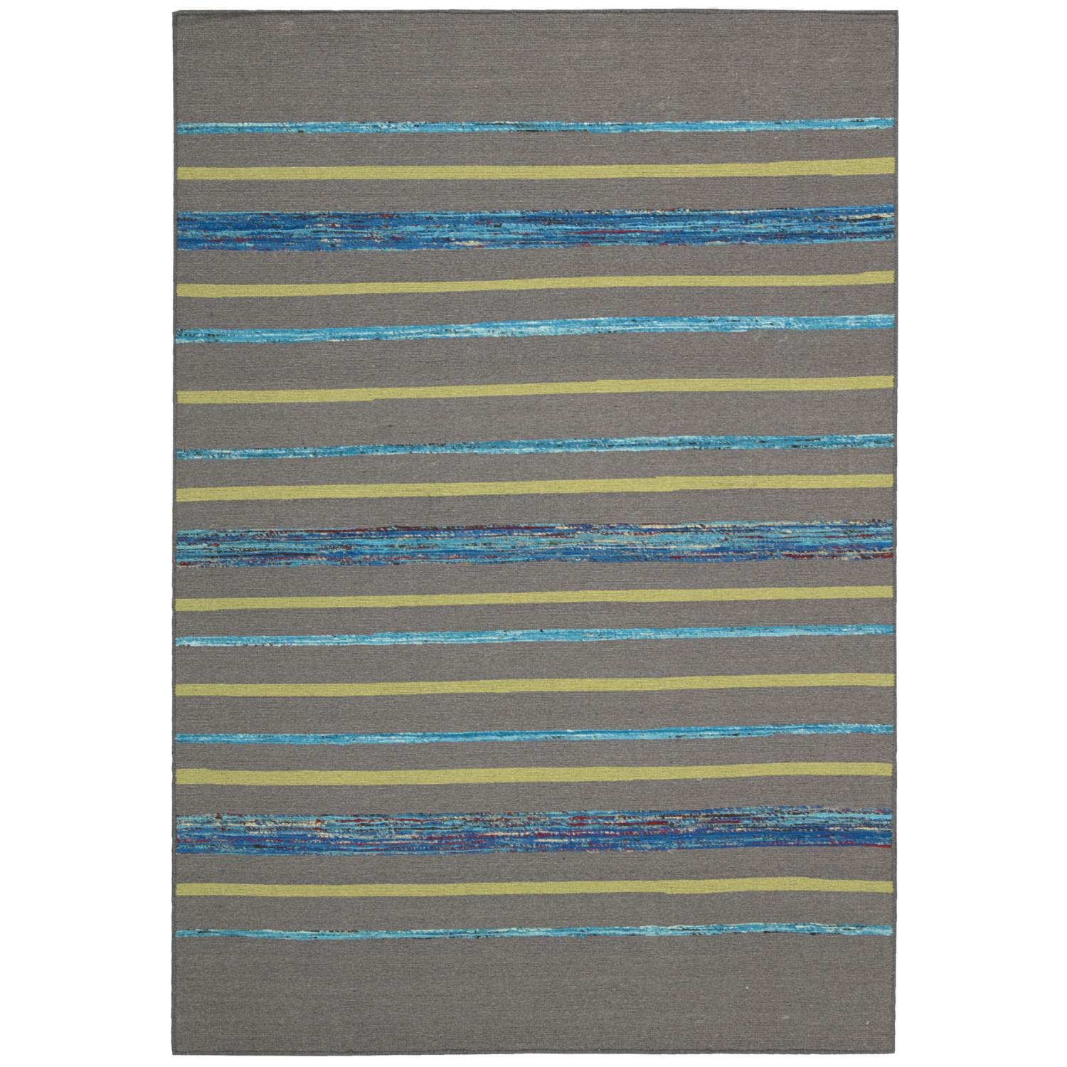 Nourison Spectrum Striped Grey/Turquoise 3'9