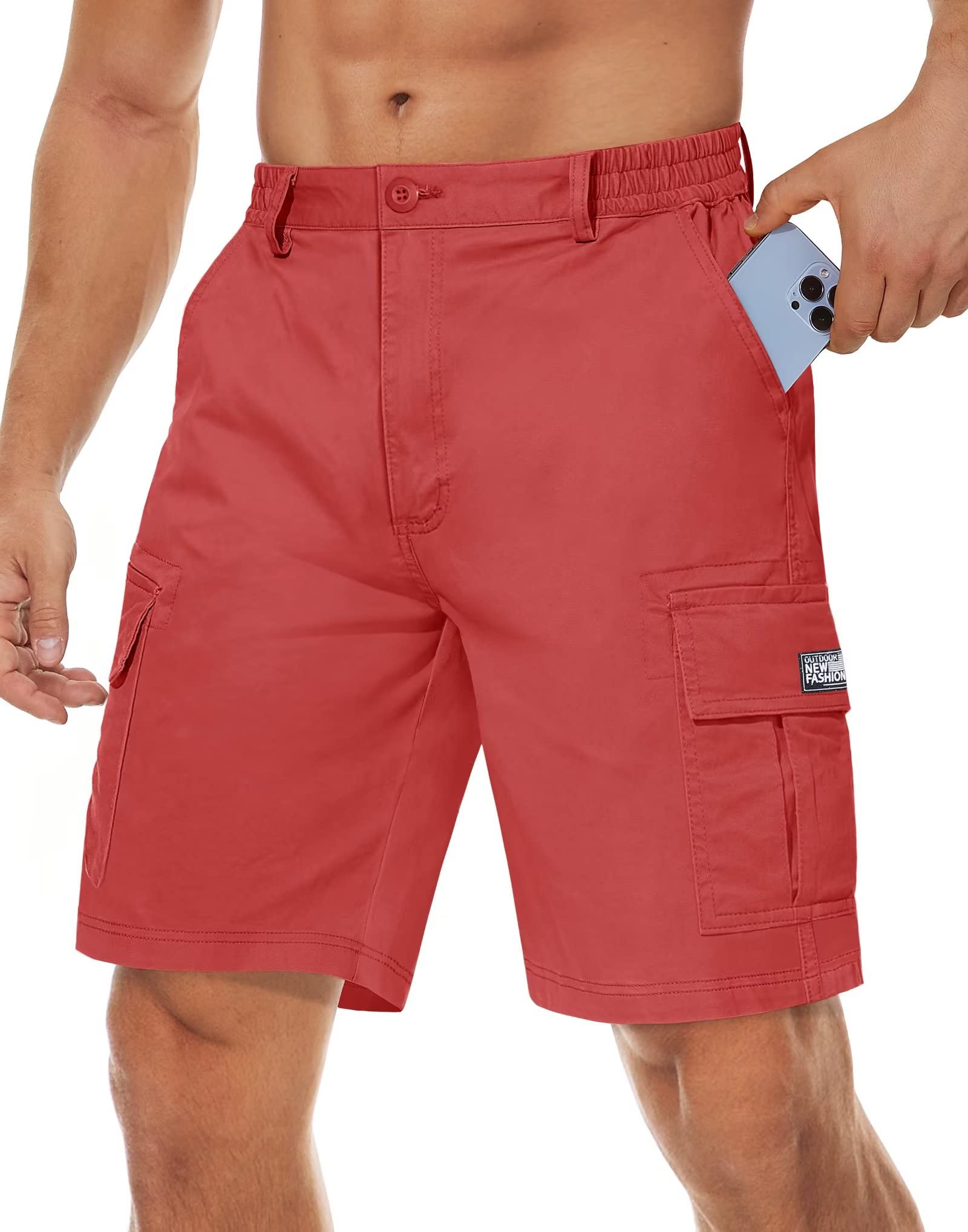 MAGCOMSEN Men's Cargo Shorts with 6 Pockets - Stretch Twill Above Knee Work Shorts for Outdoor, Hiking, and Casual Wear