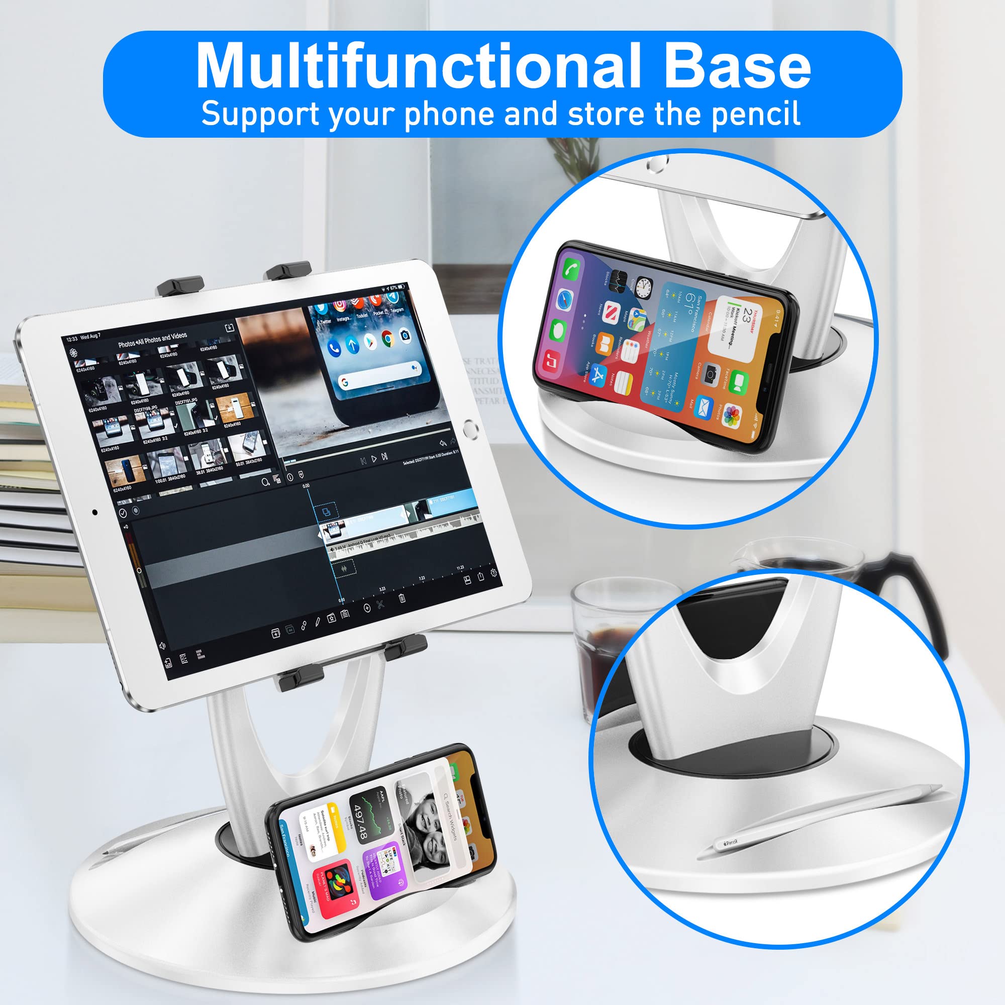 Ultra-Thick Lap Desk with Cushion & Tablet Stand - Portable Laptop Tray for Bed, Sofa & Floor Use - TH-4G + TS-8W - Perfect for Working, Studying & Watching Movies Comfortably Anywhere