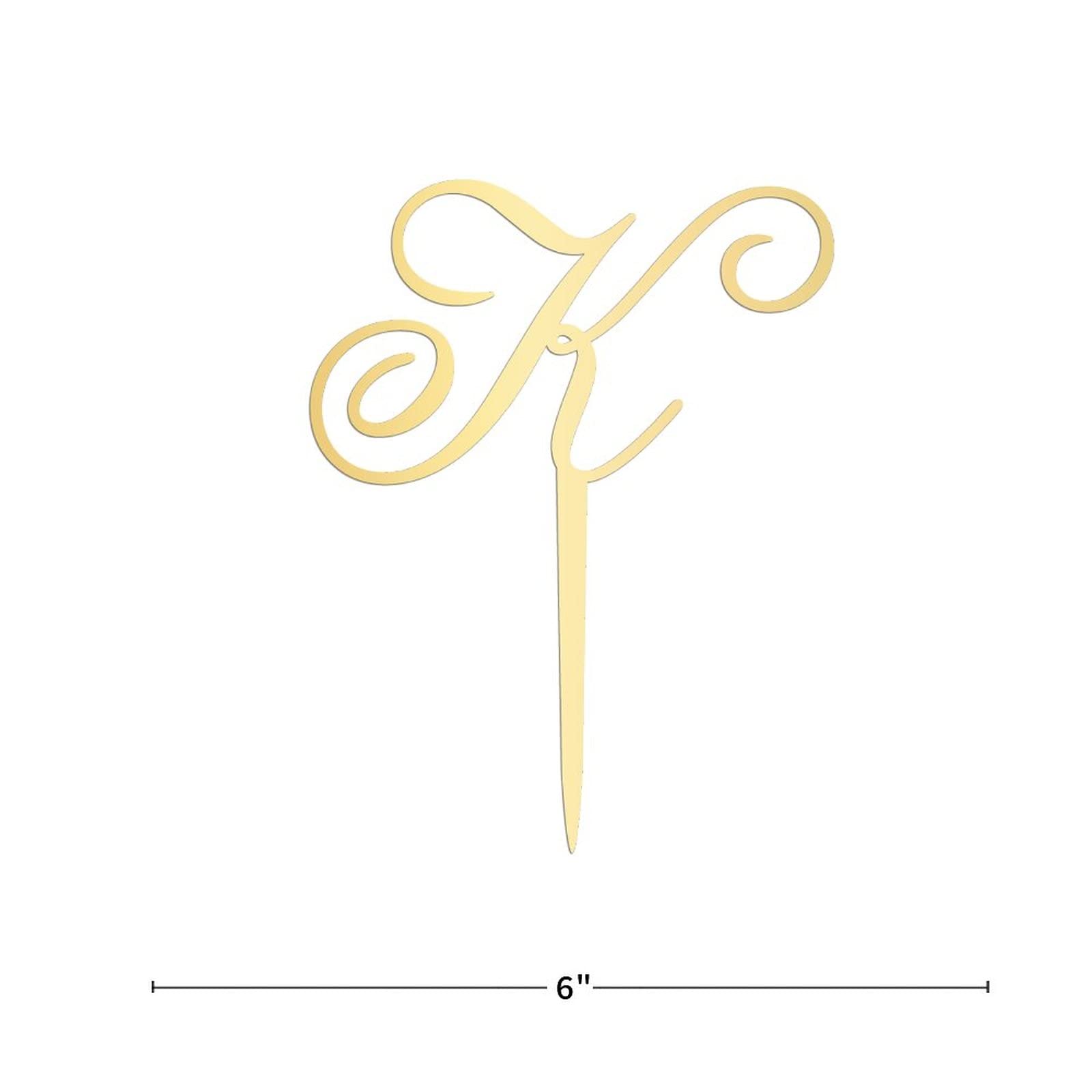 Elegant Gold Acrylic Monogram Cake Topper - Letter K Wedding Cake Decor for Anniversary, Birthday Party & Special Events | Rustic Initial Cake Topper for Wedding Dessert Table Decoration