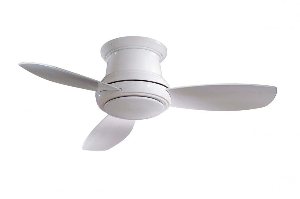 Minka Group F518-WH White Flush Mount Ceiling Fan with 3 Blades & 44W Integrated Light - Perfect for Bedroom, Living Room & Indoor Spaces