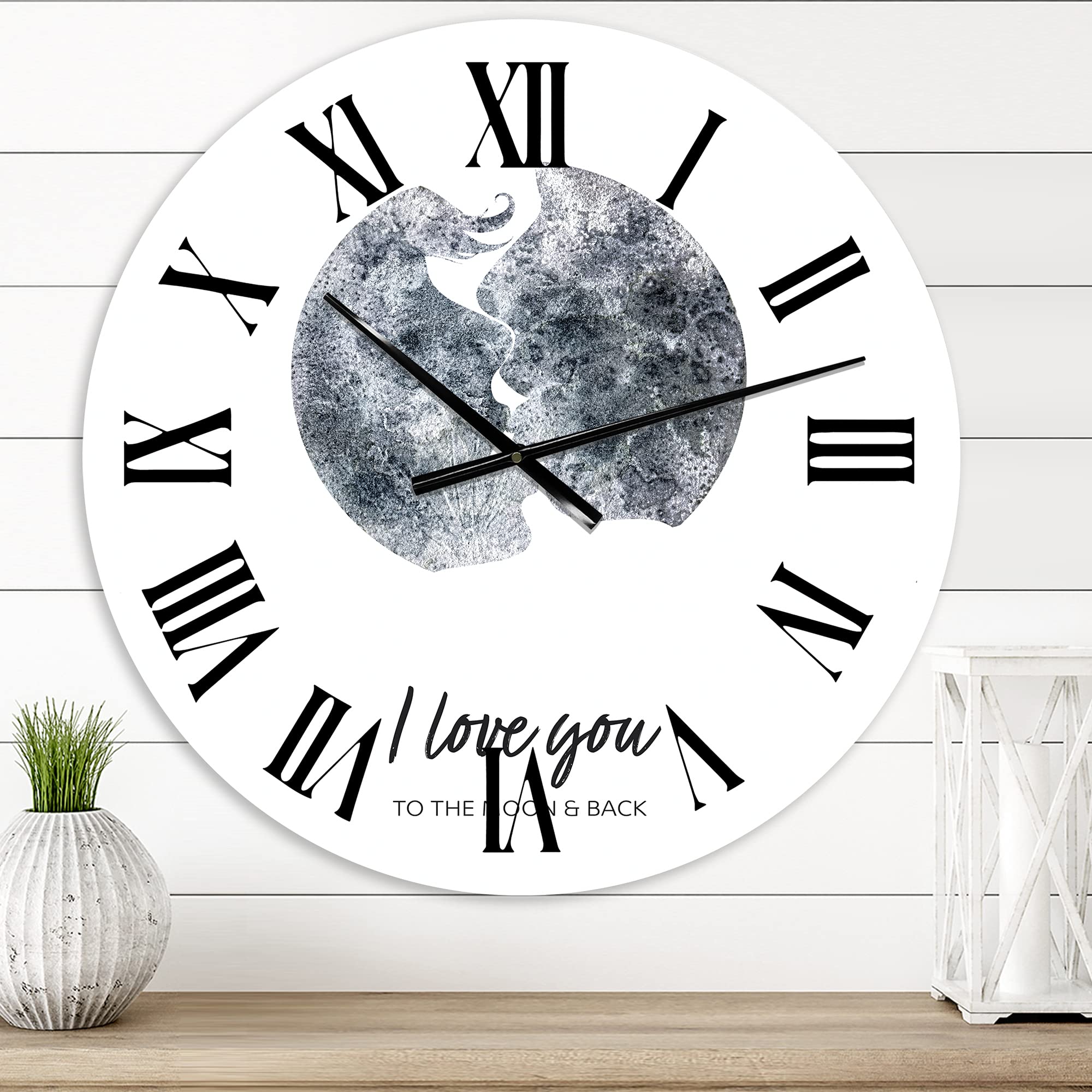Romantic Moon Kiss Wall Clock - Large Astrology Decor for Office, Living Room & Bedroom - Modern Silent Non-Ticking Home Decor Gift Idea