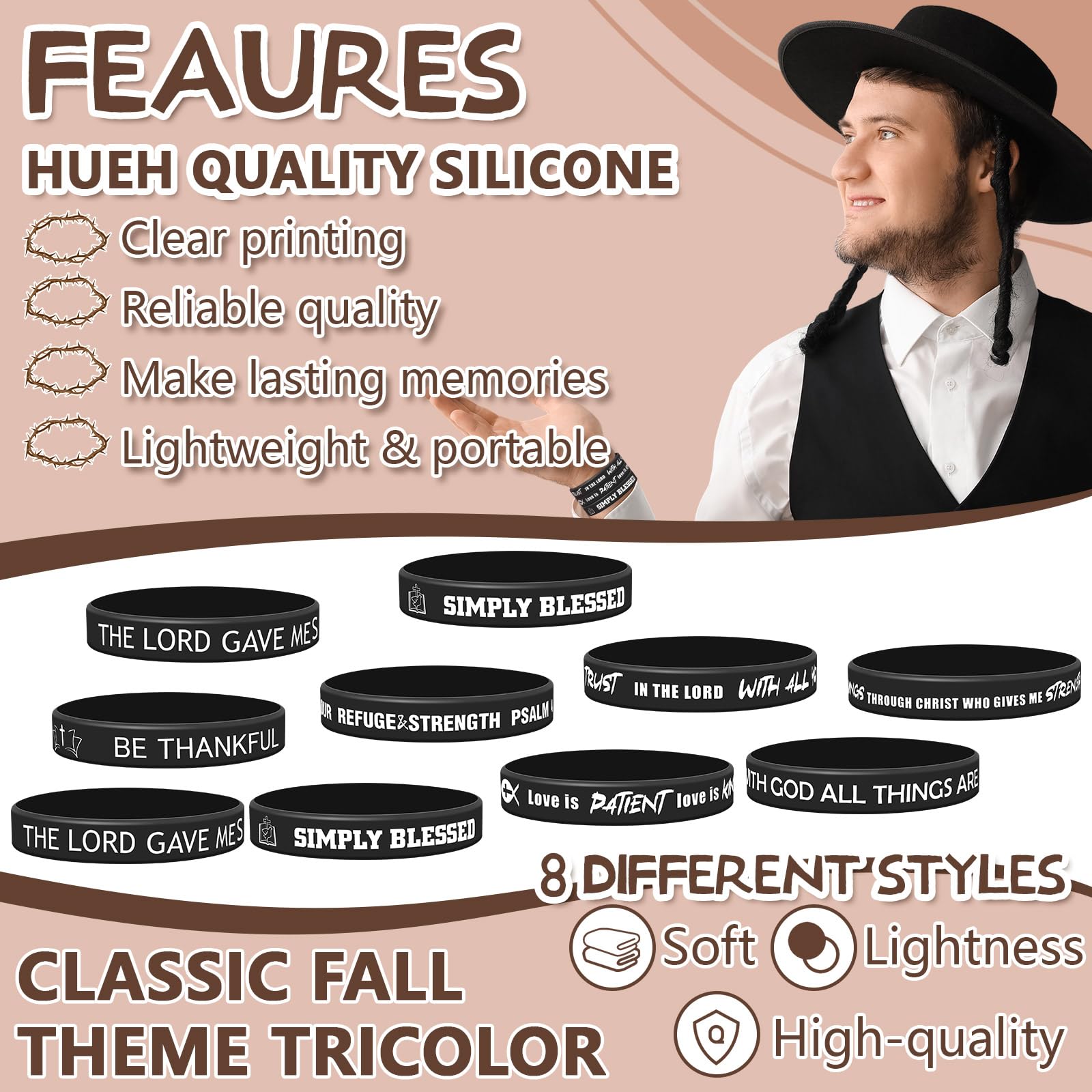 Syhood 200 Pcs Religious Silicone Bracelets Bulk - Christian Scripture Rubber Bible Verse Wristbands for Men & Women - Inspirational Spiritual Bracelets for Church Groups, Youth Events & Party Gifts (Black & White)