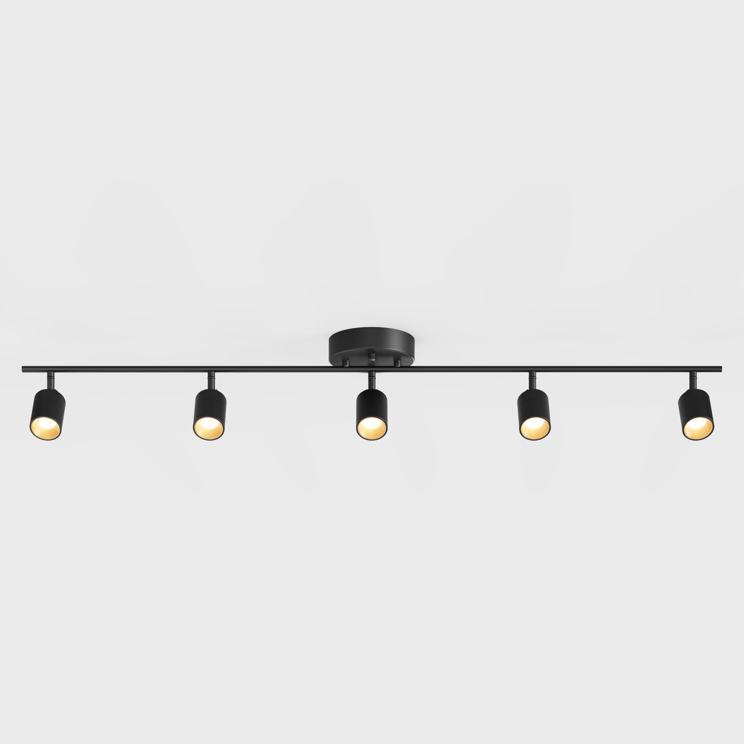 Shura Black 5-Light Adjustable Track Lighting Kit with Integrated LED Bulbs - 4 ft Ceiling Light Fixture, 3000K Warm White, 2450 Lumens - Perfect for Kitchen, Living Room, and Retail Store Lighting