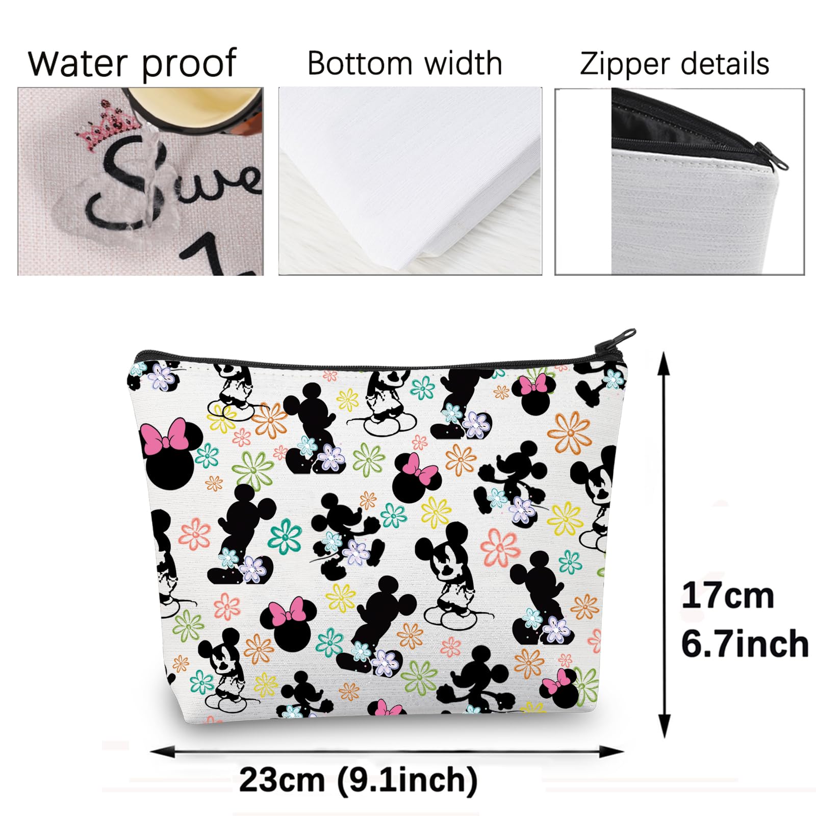CMNIM Cartoon Mouse Makeup Bag - Cute Cosmetic Pouch for Women, Perfect Gift for Mouse Lovers - Travel Toiletry Case & Magic Mouse Accessory - Ideal for Daily Makeup Storage, Travel Essentials, and Disney-Themed Gifts
