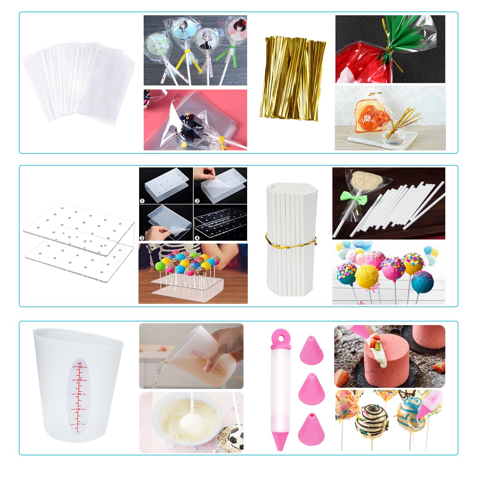 **Professional Cake Pop Maker Kit with 100 Sticks, Stand, Bags & Silicone Molds – Perfect for DIY Lollipops, Chocolates & Cookies – Great for Parties, Gifts & Baking Fun**