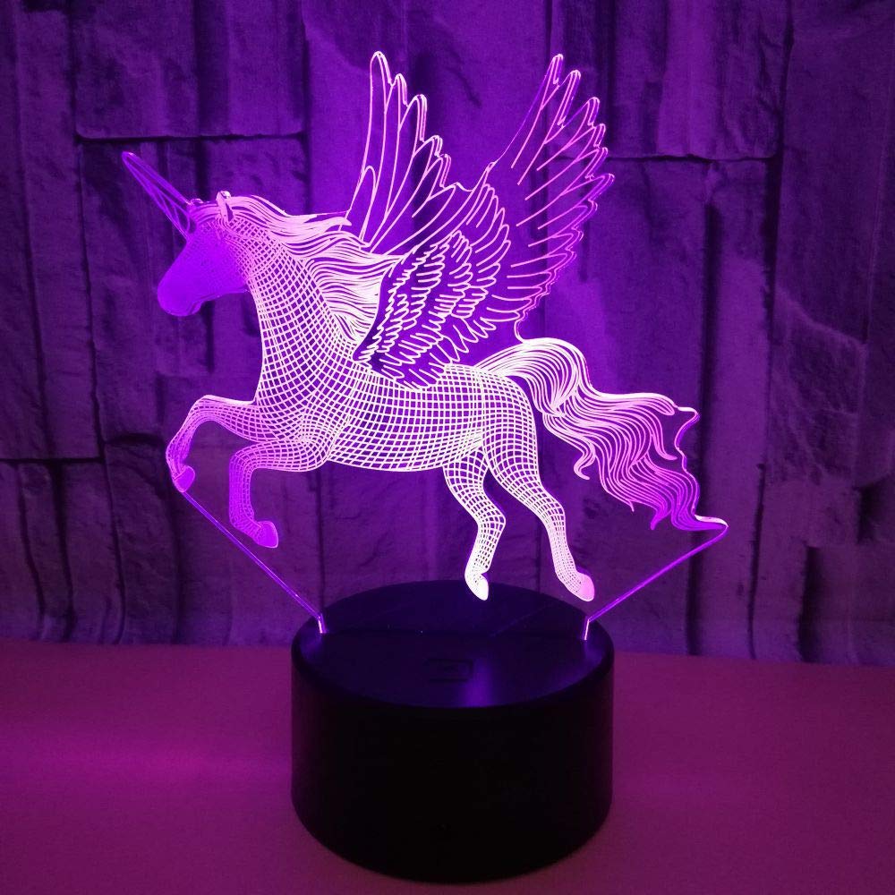 Unicorn 3D Night Light for Kids - 7 Color Changing LED Illusion Lamp with Touch Control & USB Power, Perfect for Bedroom Decor, Birthday & Christmas Gifts for Boys Girls (Use as Night Light, Study Lamp, or Decorative Gift for Kids Rooms)