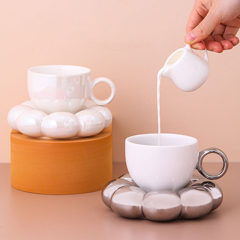 Elegant Love Me Flower Ceramic Cup & Saucer Set - Perfect for Tea, Coffee & Romantic Breakfast in Bed