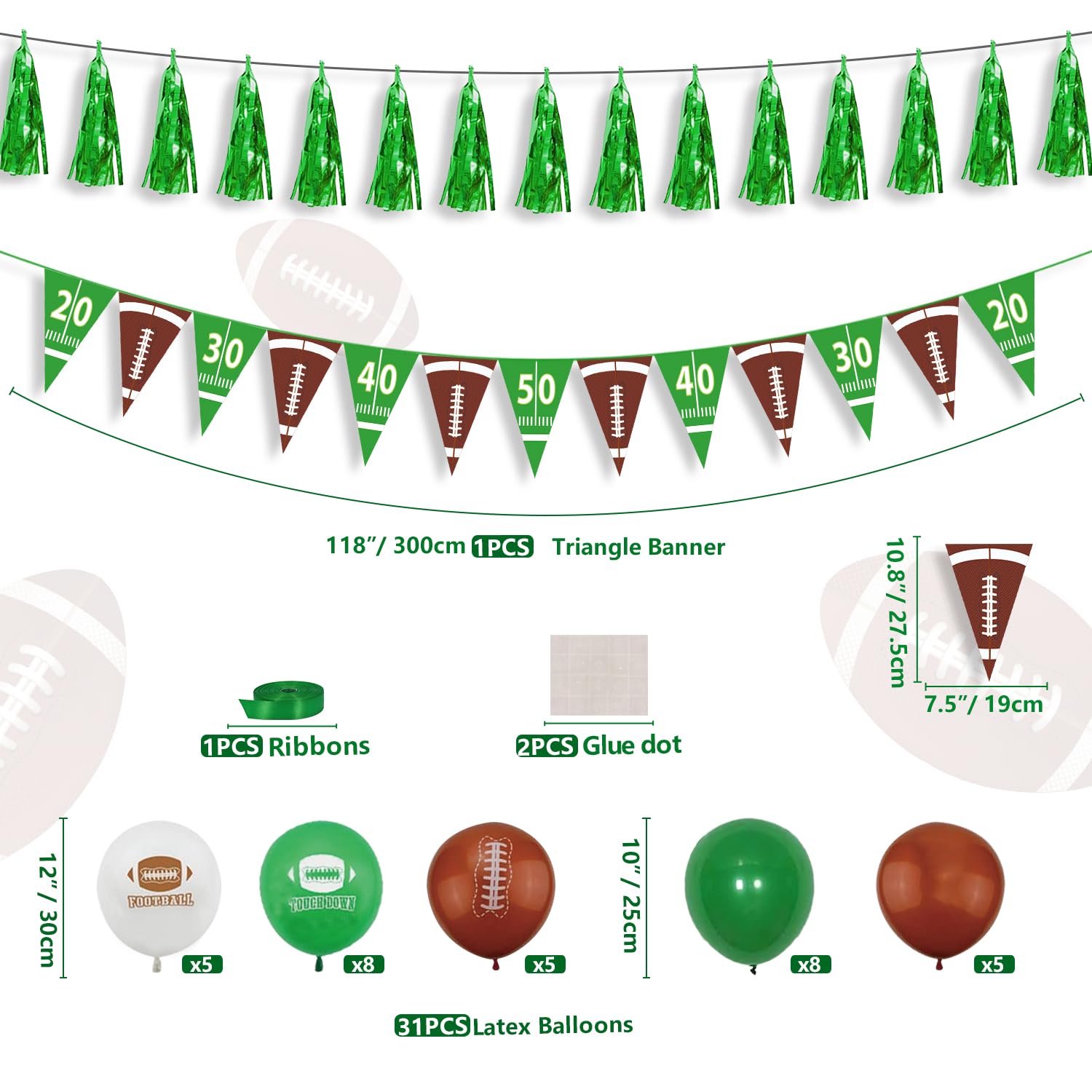 224 Pcs Football Party Decorations Set - Touch Down Plates, Napkins, Banner for Sports Theme Birthday, Game Day & Tailgate Party Supplies - Serves 20 (Perfect for Football Themed Events, Birthday Celebrations & Game Day Gatherings)
