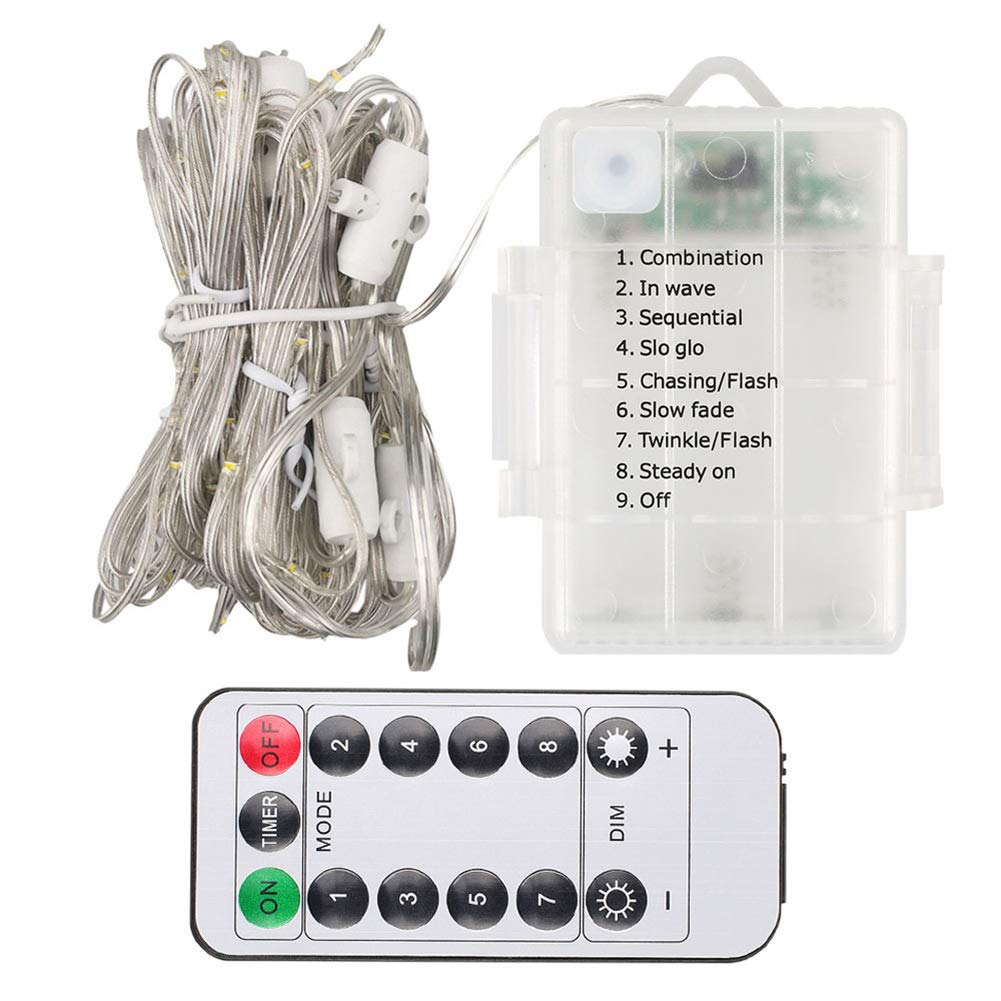 **104 LED Battery Operated String Lights with Remote - 8 Brightness Modes, Waterproof for Outdoor Use - Perfect for Patio Umbrellas, Camping Tents, Backyards & Parties**