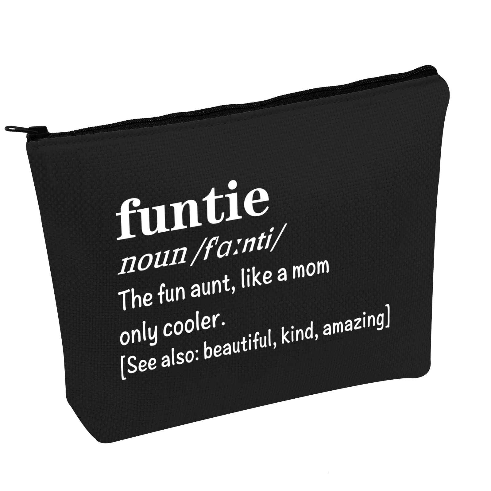 **MYSOMY Fun Aunt Makeup Bag - Stylish Cosmetic Pouch for New Aunts, Auntie-to-Be Gifts, Cool Auntie Like a Mom - Perfect for Travel, Bridal Showers & Birthday Presents (Black)**