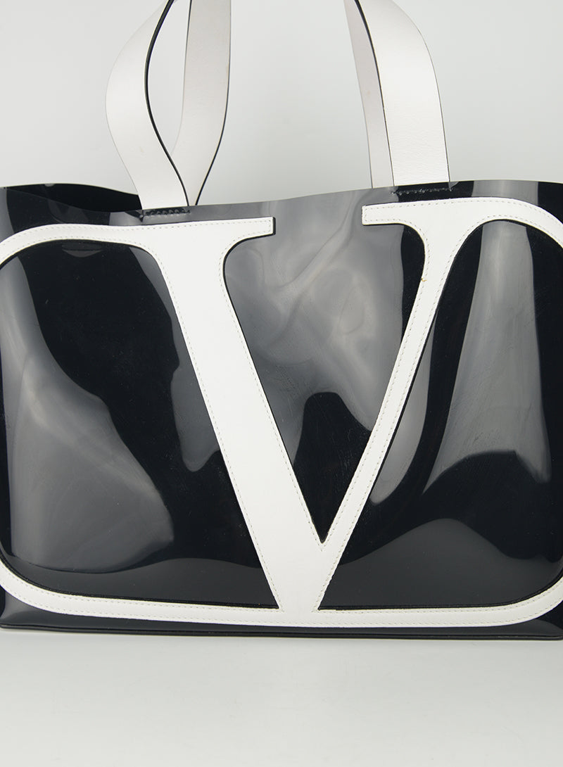 Valentino Black PVC Shopper Bag - Stylish & Durable Tote for Women | Perfect for Work, Travel & Everyday Use
