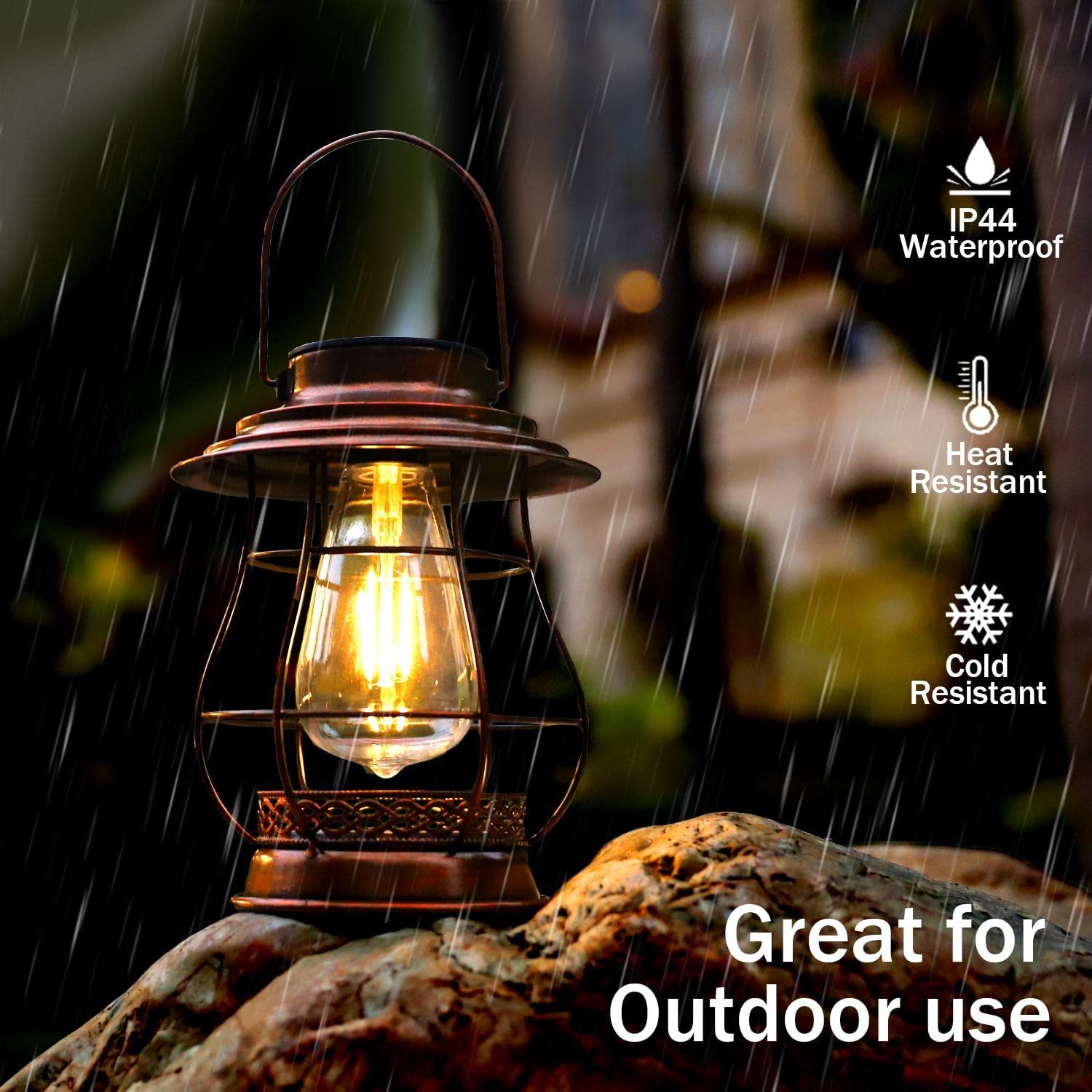 2 Pack Solar Outdoor Hanging Lights - Waterproof LED Garden Lanterns with Retro Design for Courtyard, Lawn, Patio & Pathway Decor | Perfect for Backyard, Porch, and Outdoor Party Lighting