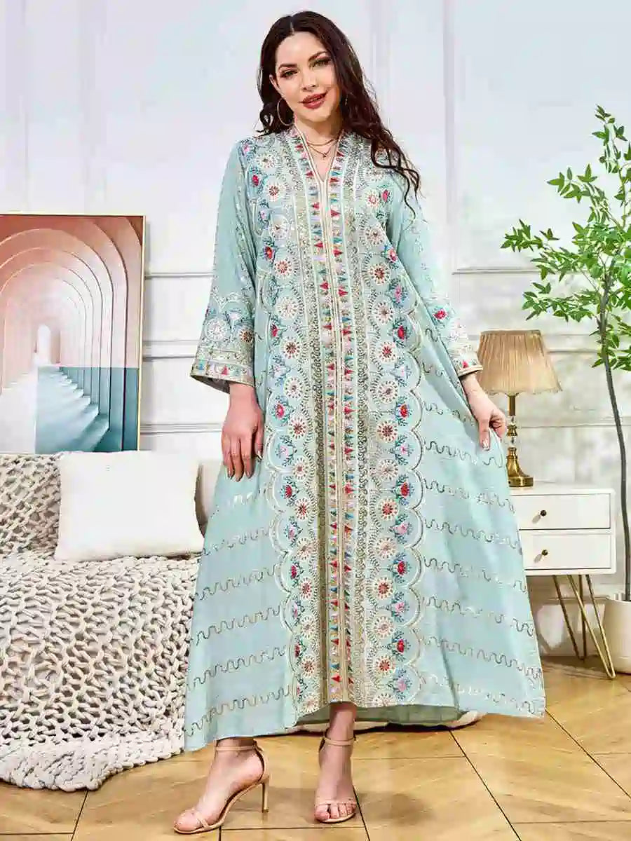 Elegant Eid Sequins Caftan Dress for Women - Glamorous Evening Party Gown with Sparkling Embellishments | Perfect for Holiday Celebrations, Weddings & Special Occasions