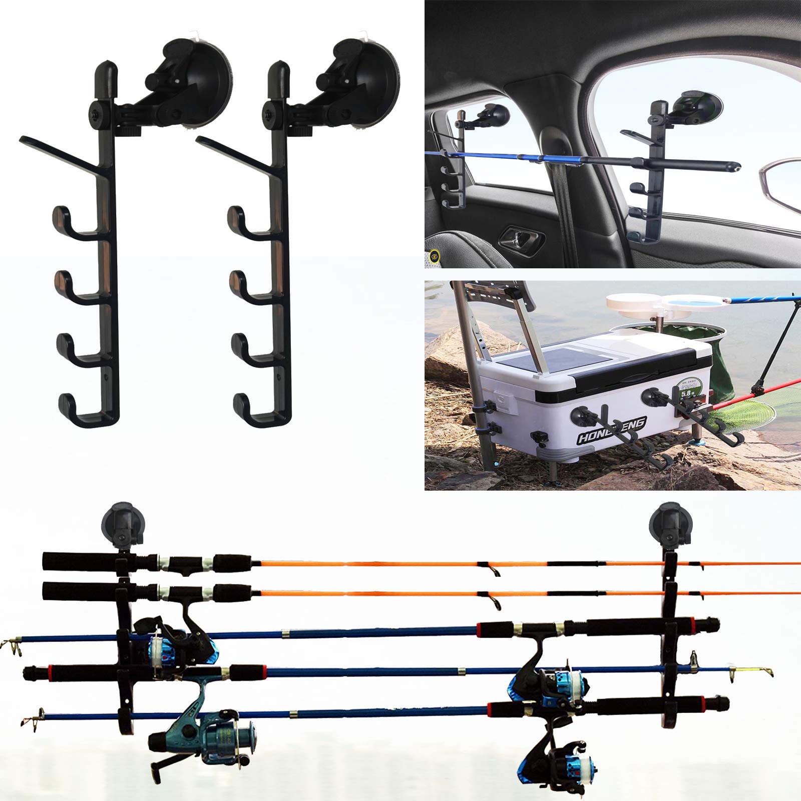 Heavy-Duty Suction Cup Fishing Rod Holder for Car, Truck, SUV - Secure Pole Storage (1 Pair) - Perfect for Road Trips, Beach Fishing & Boat Angling