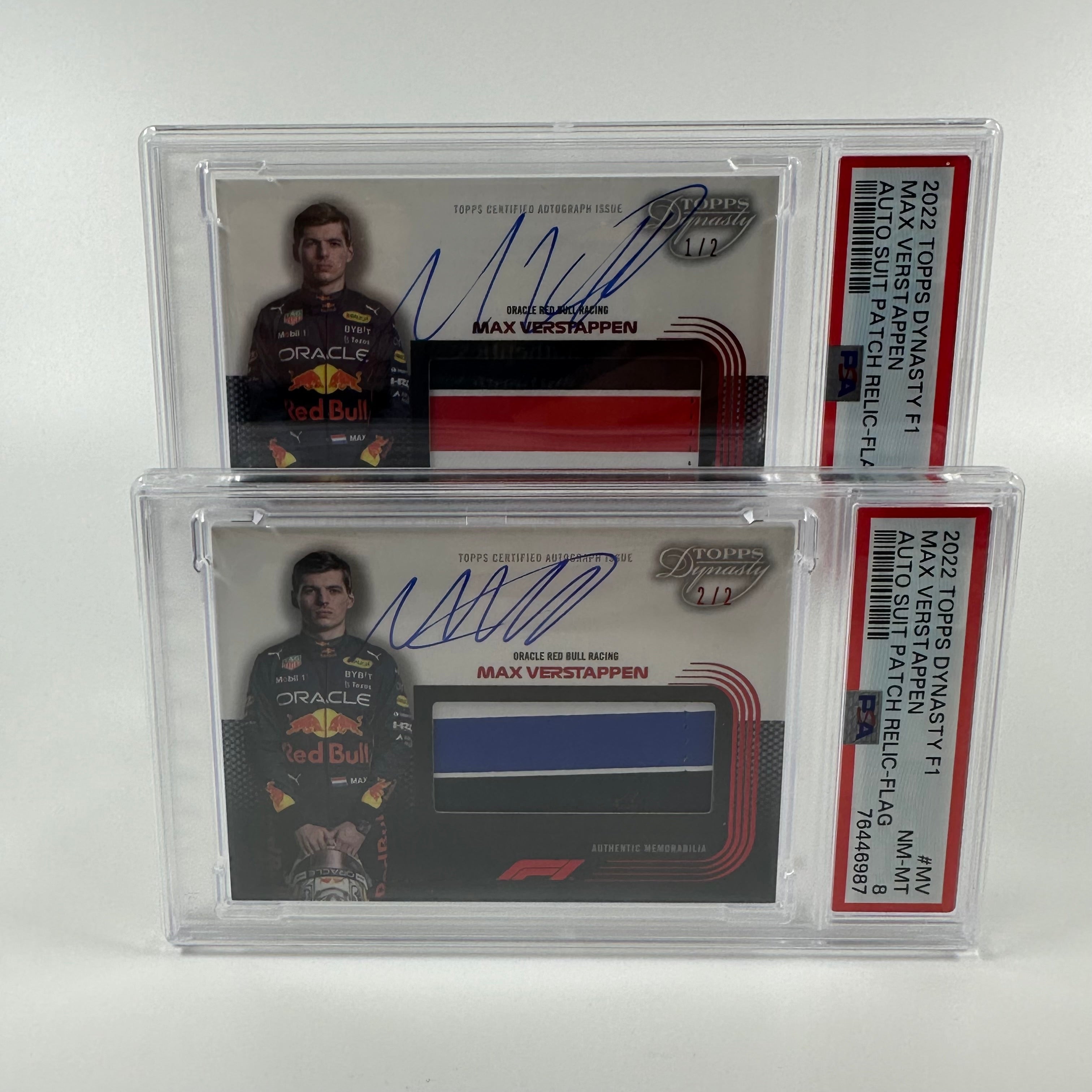 2022 Topps Dynasty F1 Max Verstappen #MV Auto Flag Patch PSA 8 - Perfect for F1 Collectors, Racing Fans & Memorabilia Displays