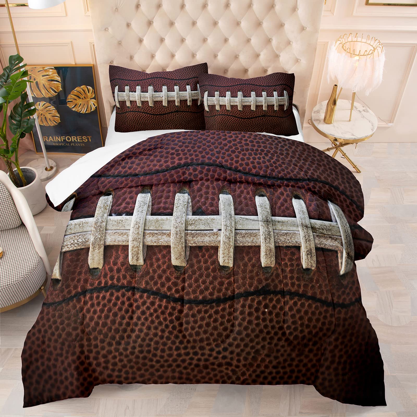 Boys Rugby Sports Theme Twin Size Comforter Set - Football Bedding for Kids & Teens, Includes 1 Comforter & 1 Pillow Sham - Perfect for Dorm Rooms, Game Day Decor & Sports Themed Bedrooms