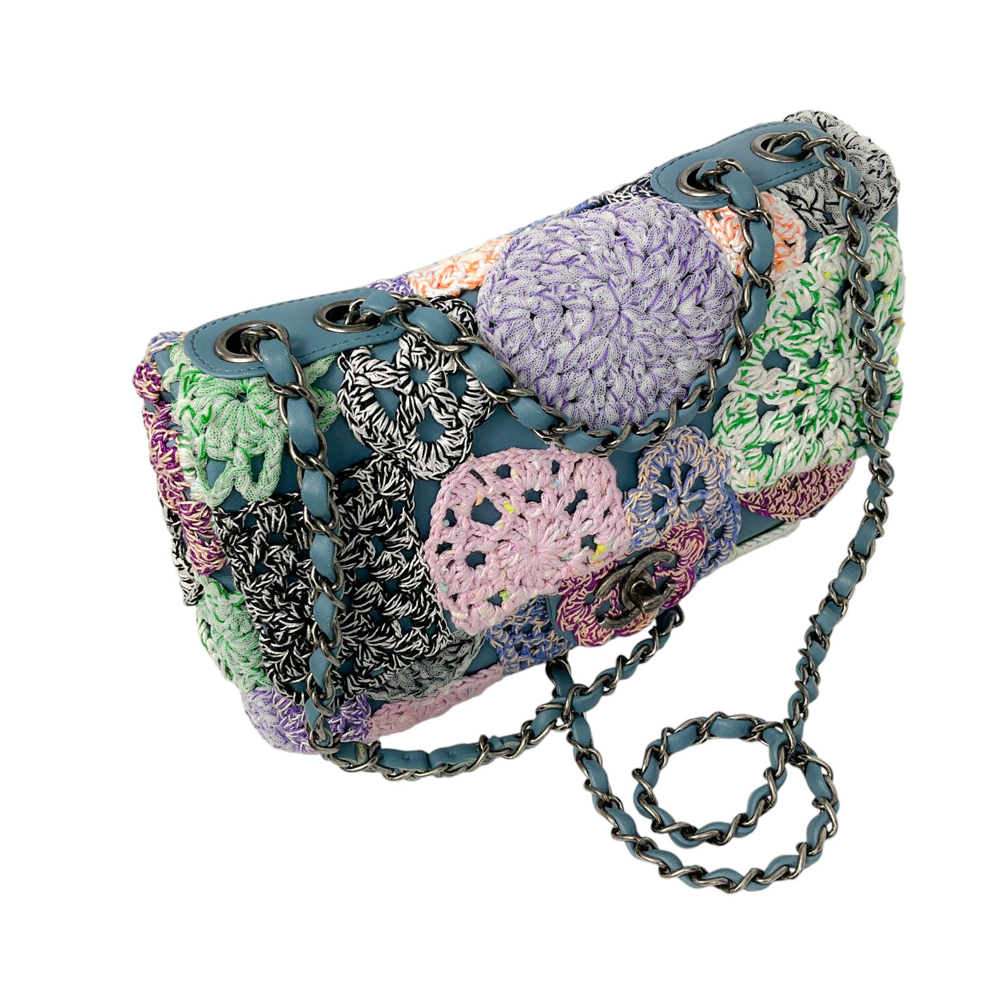 Chanel Blue Multi Paris Seoul Crochet and Lambskin Medium Flap Bag - Luxury Designer Handbag for Women, Perfect for Parties, Travel & Everyday Use