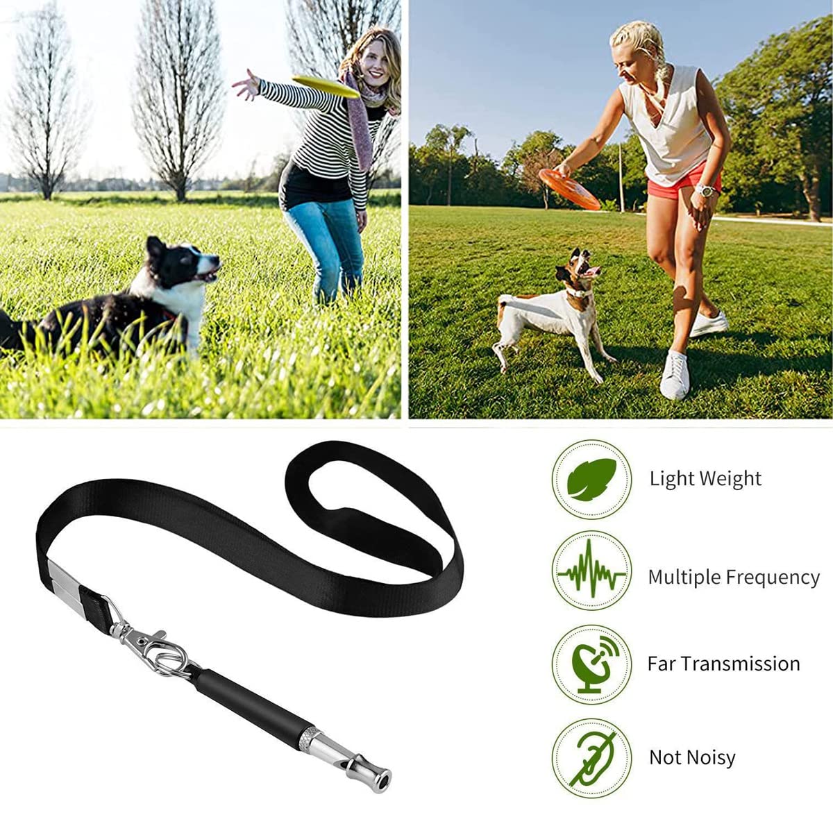 2 Pack Adjustable Ultrasonic Silent Dog Whistle - Professional Dog Training Tool to Stop Barking & Recall Training with Lanyard - Perfect for Neighbor's Noisy Dogs, Outdoor Adventures & Obedience Classes