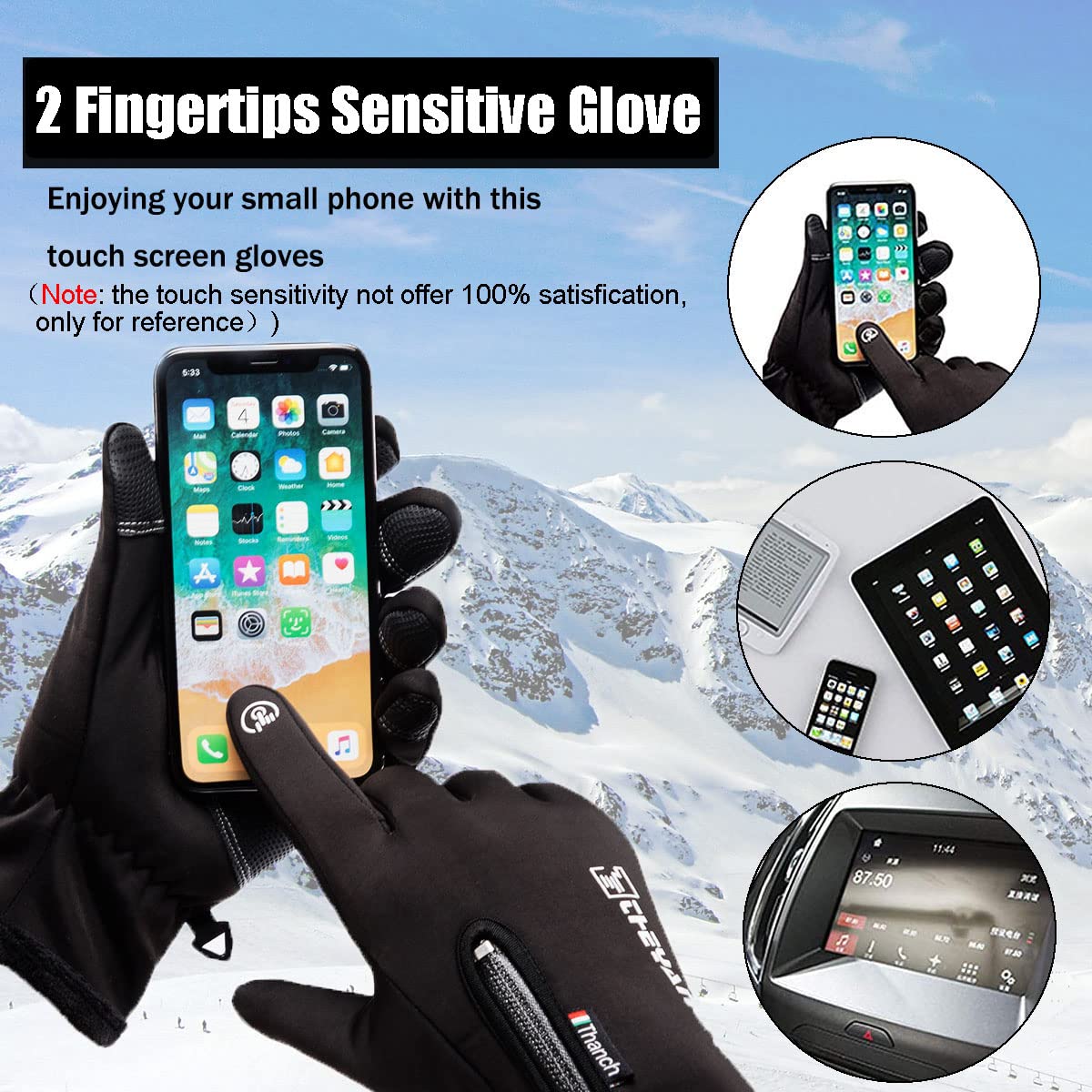 Weitars Winter Warm Touchscreen Gloves for Men & Women - Waterproof Thermal Snow Gloves for Cycling, Hiking & Outdoor Activities - Perfect for Cold Weather Sports & Daily Commute