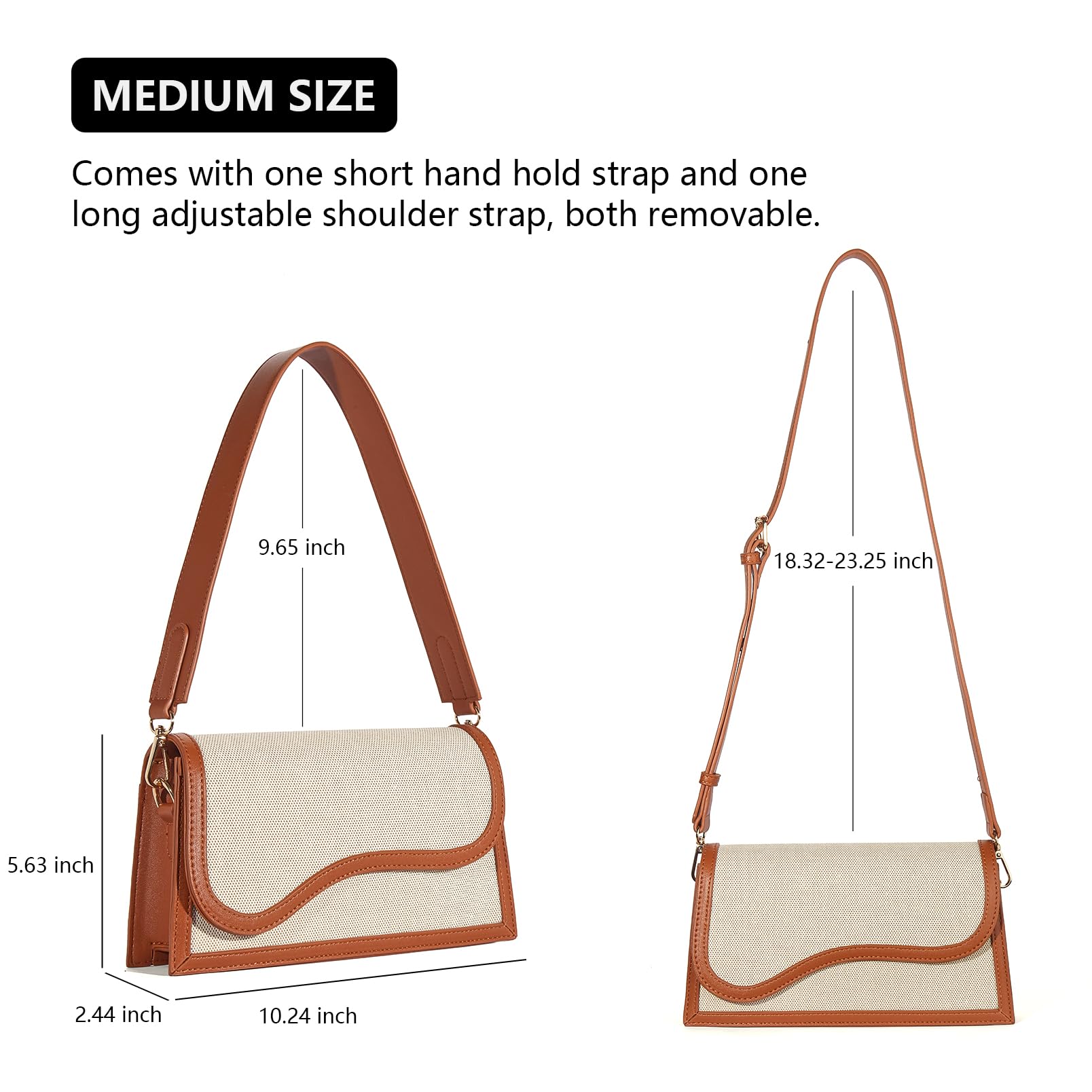 Telena Vegan Leather Shoulder Bag for Women - Crossbody Purse with 2 Removable Straps | Stylish Handbag for Work, Travel & Everyday Use