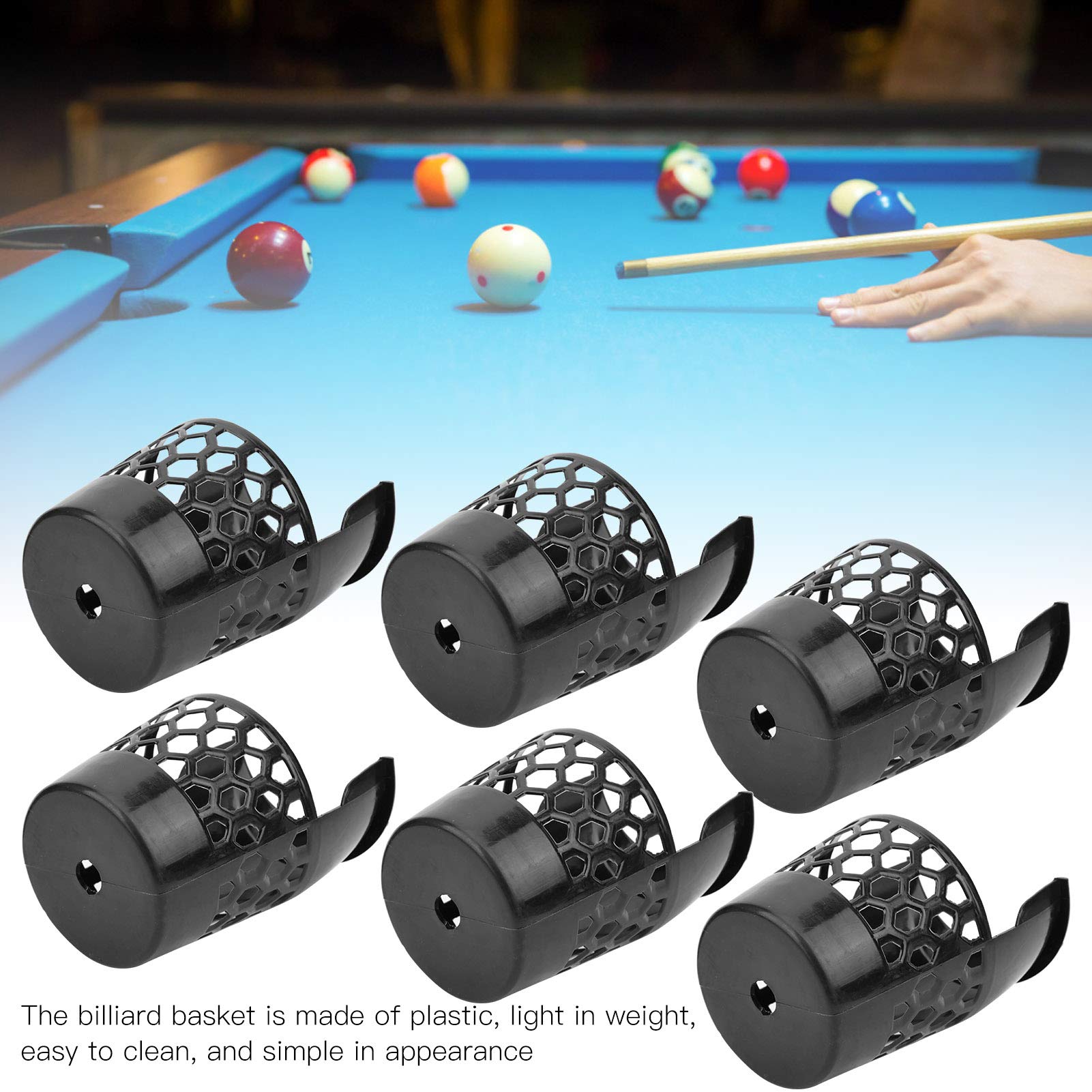 6Pcs Billiard Pockets - Plastic Pool Table Drop Nets & Ball Baskets Replacement Accessories for 8ft/9ft Billiards Tables | Durable & Easy Installation | Perfect for Home Game Rooms, Bars & Pool Halls