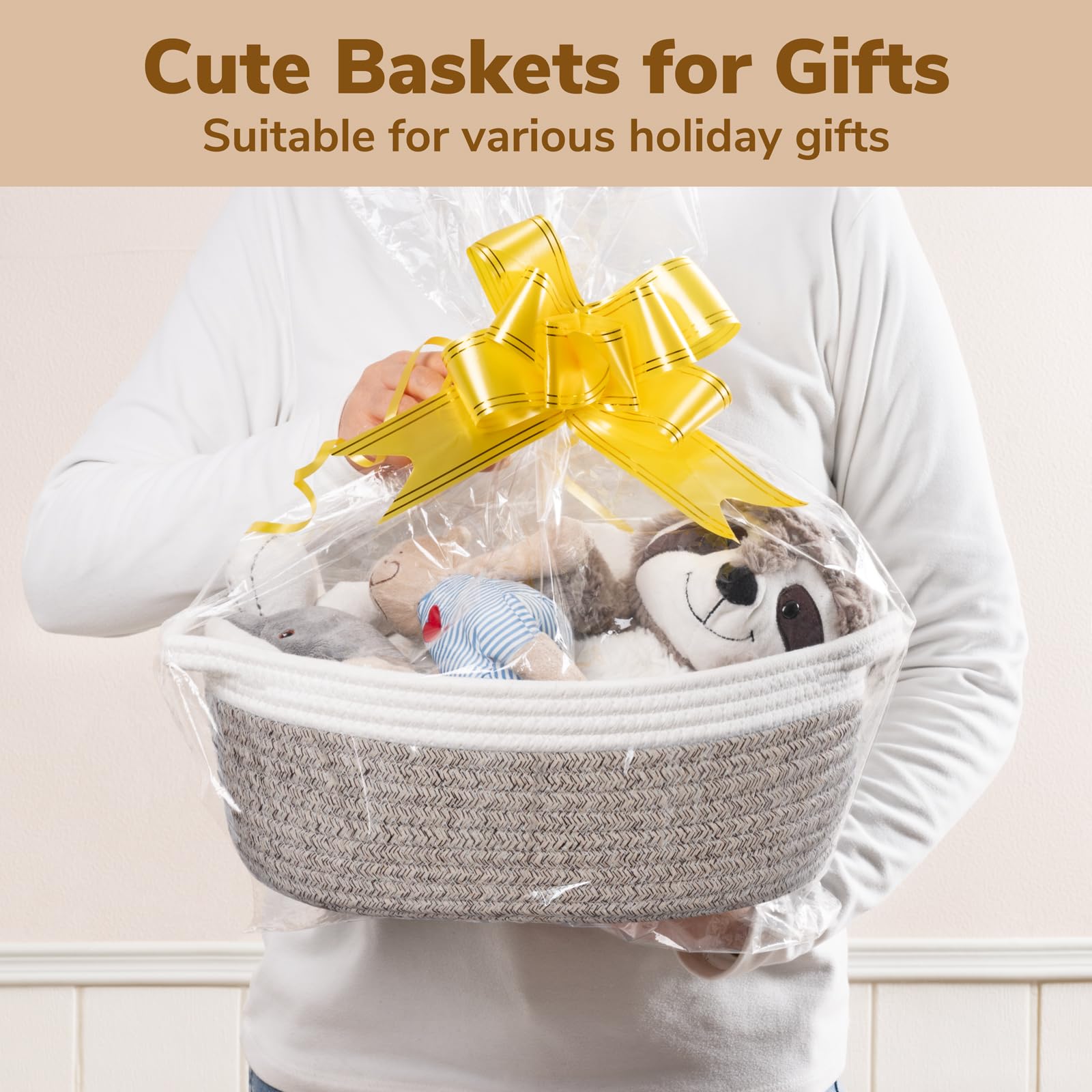 Goodpick Small Woven Storage Baskets with Handles - 12