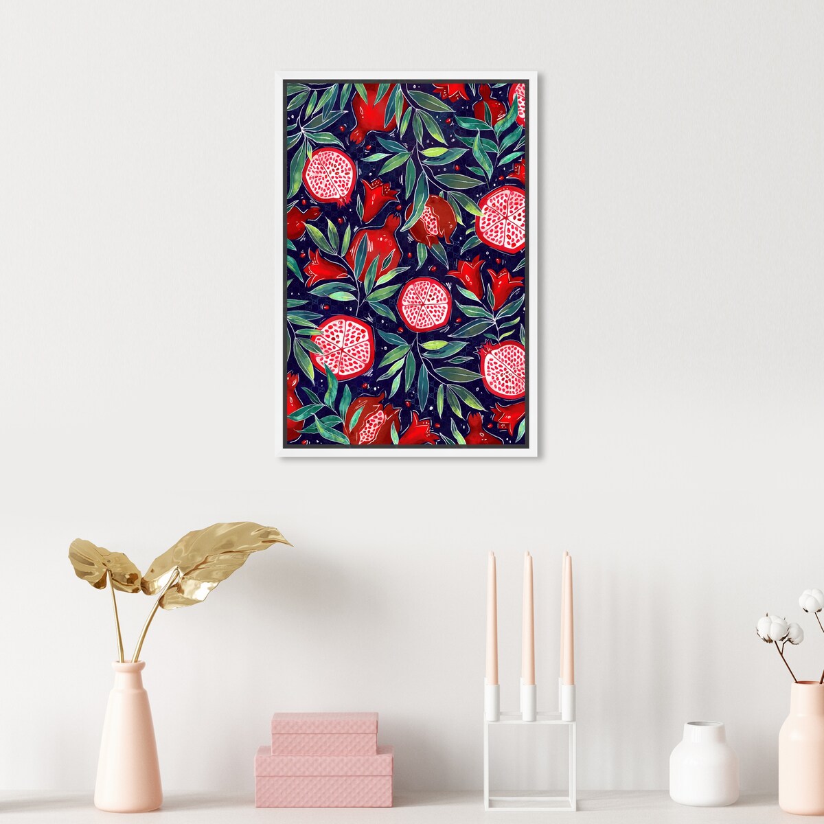 Blooming Tropical Flowers Framed Canvas Wall Art - White Cabin & Lodge Decor for Kitchen, Living Room, Bedroom | Nature Inspired Floral Print for Home & Office