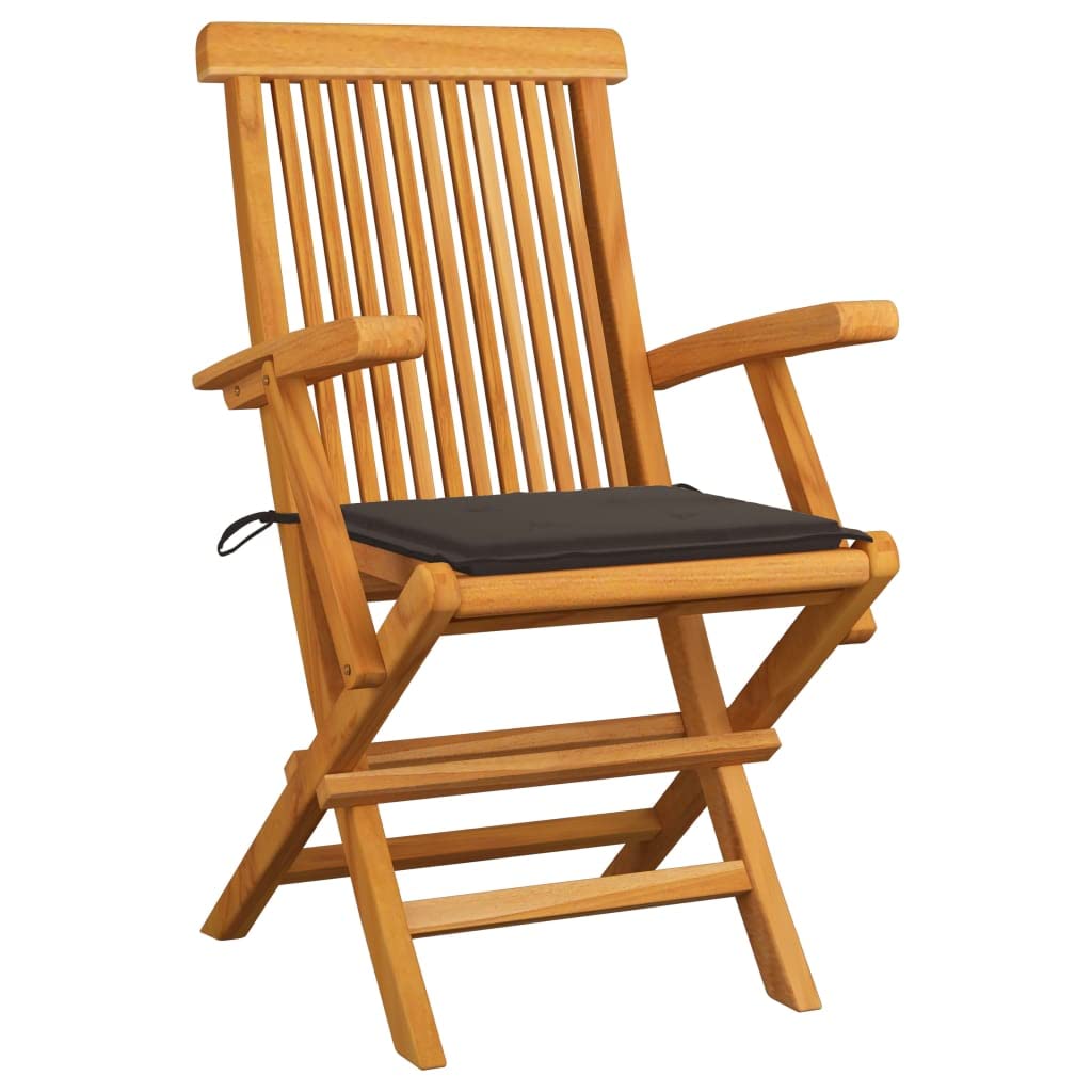 Premium Teak Wood Patio Chairs Set of 2 with Comfortable Taupe Cushions - Outdoor Garden, Poolside, and Backyard Relaxation Furniture