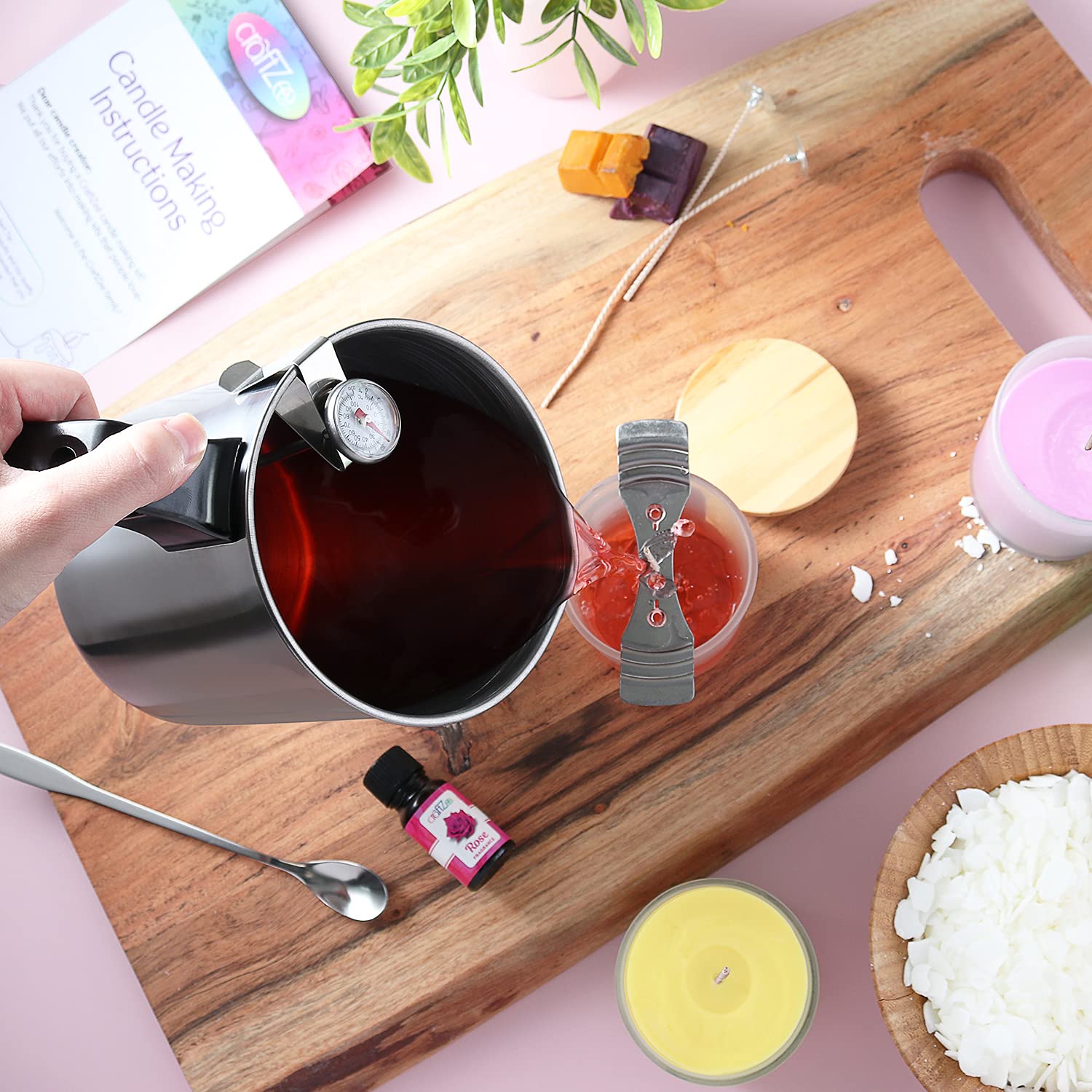 CraftZee Soy Candle Making Kit - DIY Candle Supplies Set with Wicks & Pouring Pitcher - Premium Candle Making Accessories for Adults - Perfect for Home Decor, Gifts & Relaxation