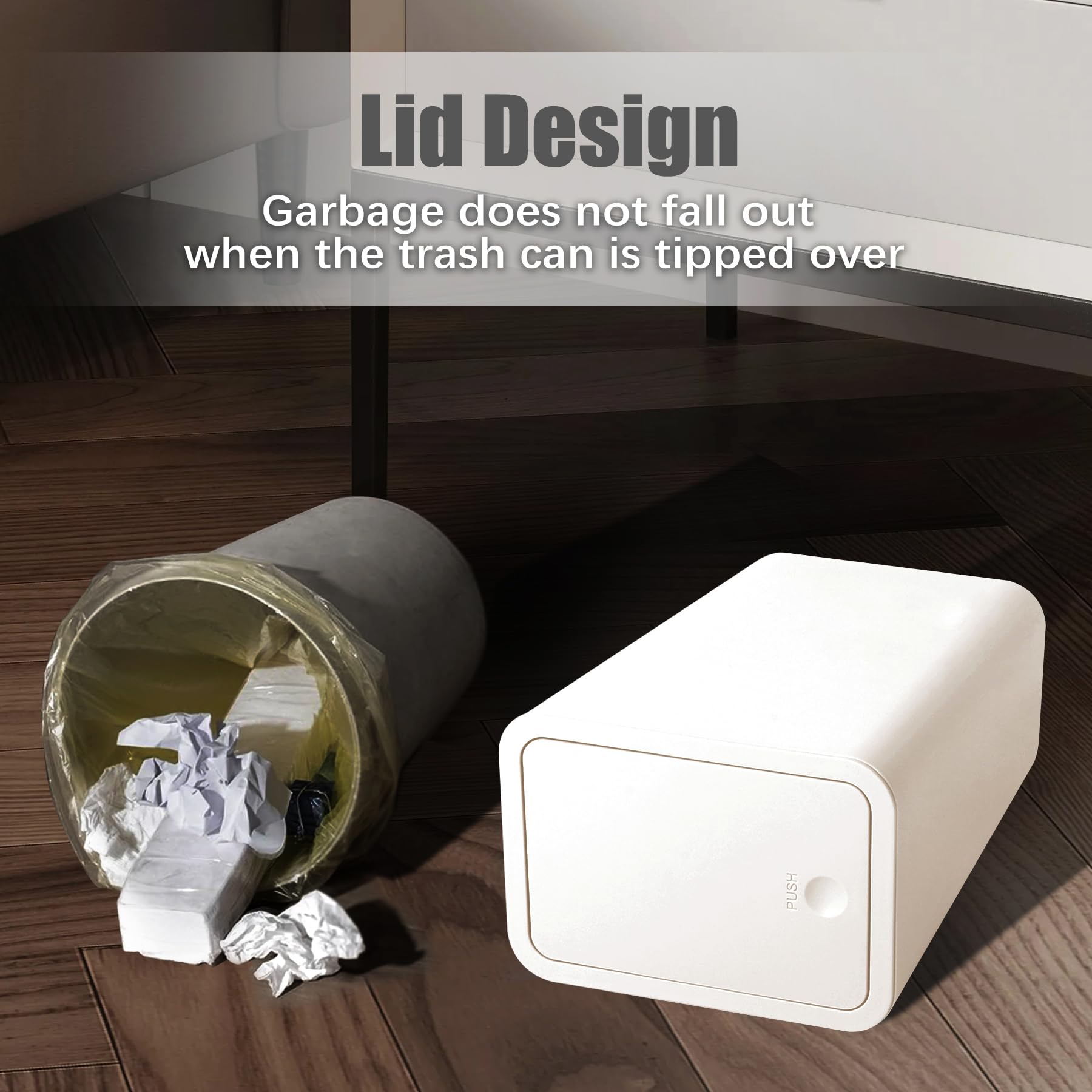 TIPGO 10L/2.6 Gallon Slim Bathroom Trash Can with Pop-Up Lid - Small Garbage Bin for Kitchen, Bedroom, Office & Living Room - Odor Control Waste Basket (White) | Perfect for Tight Spaces & Modern Home Decor