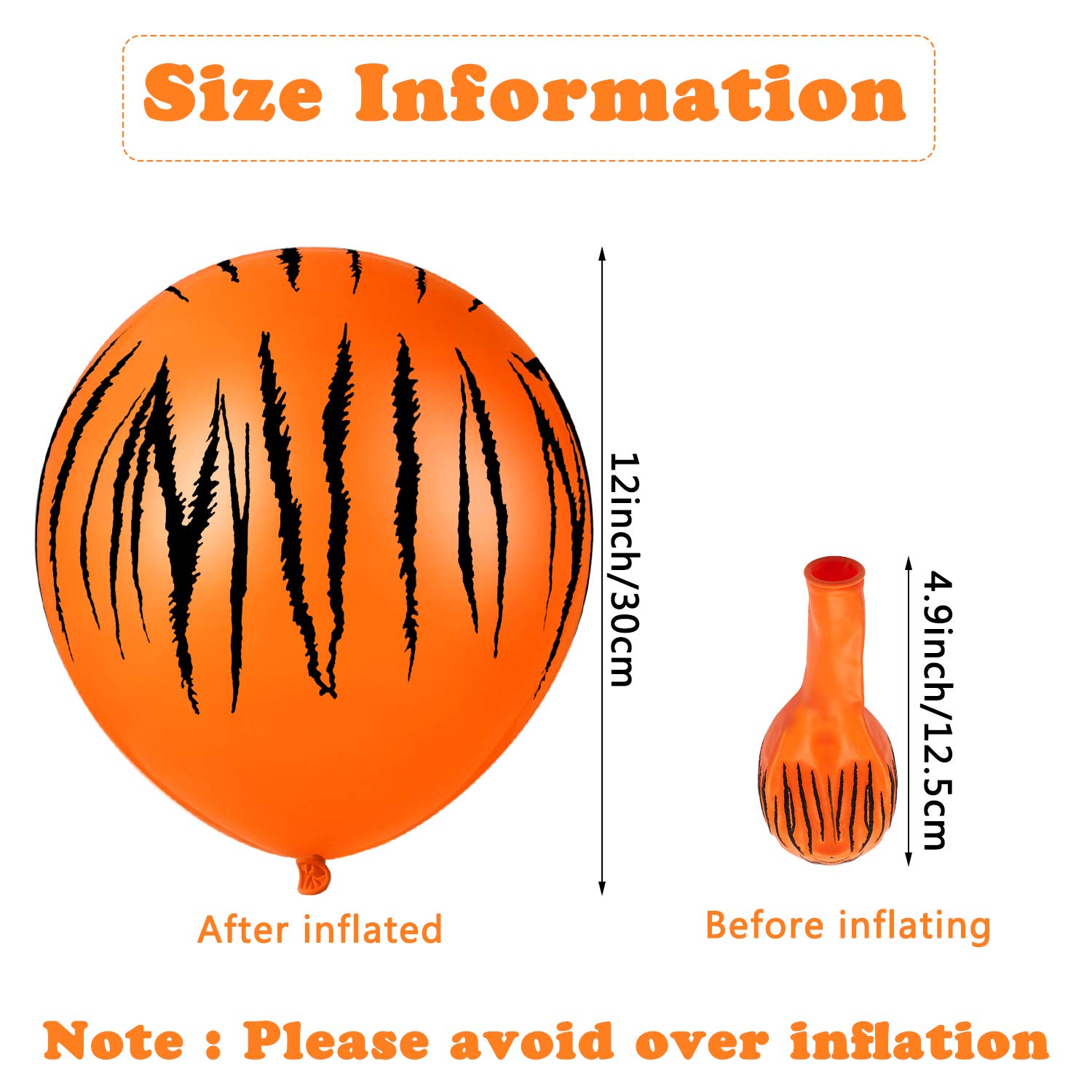 40-Piece Tiger Print Balloons - Jungle Animal Striped Balloons for Safari, Zoo & Jungle Birthday Party Decorations - Perfect for Animal Theme Parties, Baby Showers & Wild One Celebrations