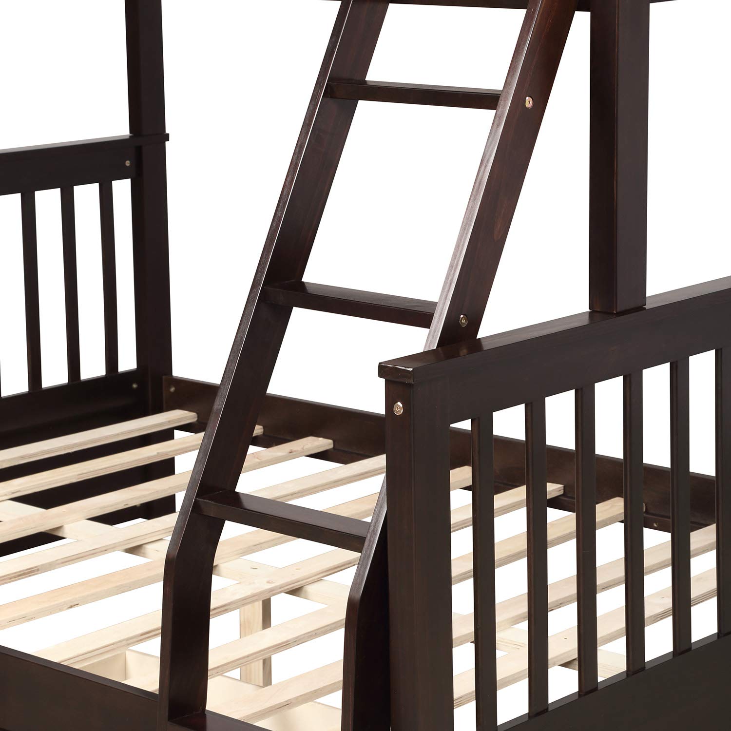 SOFTSEA Twin Over Full Bunk Bed with Ladder & 2 Storage Drawers - Sturdy Wooden Loft Bed Frame for Kids & Teens - Space-Saving Bedroom Furniture (Espresso) - Perfect for Small Rooms, Shared Kids' Bedrooms & Sleepovers