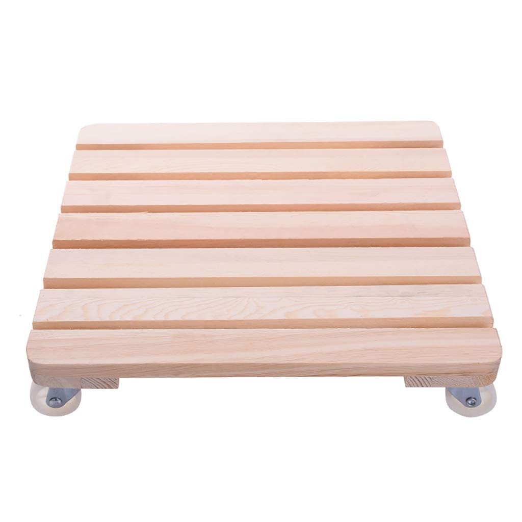 Heavy Duty Wooden Plant Caddy with Rolling Wheels - 35cm Square Flower Pot Mover for Indoor & Outdoor Plants - Garden Trolley & Potted Plant Stand for Home, Patio, and Balcony Use