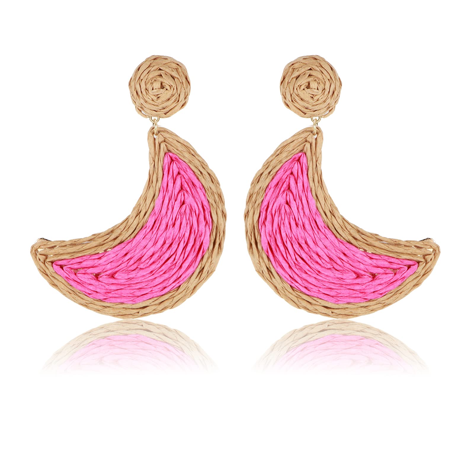 Handmade Caci&co Raffia Flower Stud Earrings - Colorful Boho Statement Jewelry for Women & Girls | Perfect for Summer Outfits, Beach Vacations & Festival Fashion