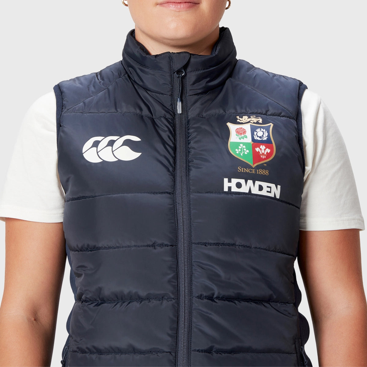 Canterbury British & Irish Lions Women's Microlight Gilet Vest - Navy Blue Lightweight Puffer Jacket for Rugby Fans & Outdoor Activities