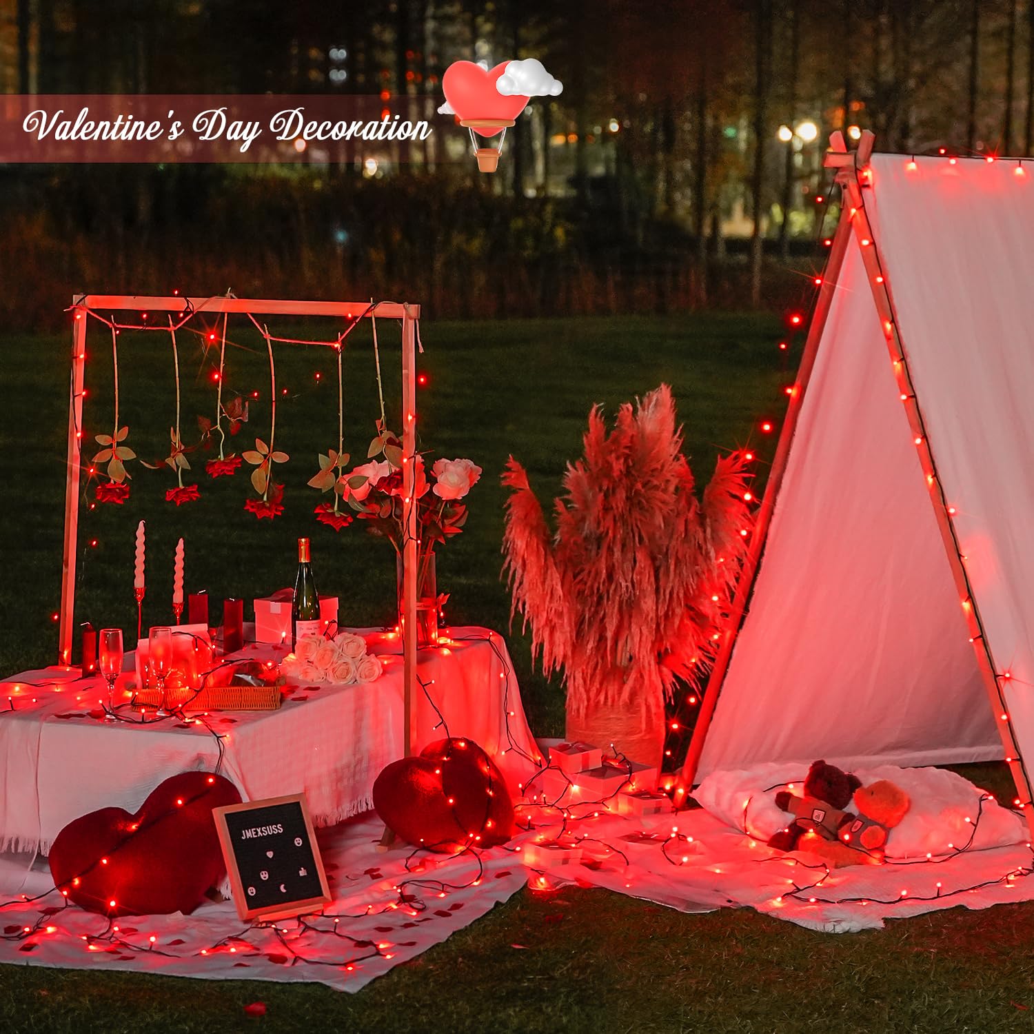 JMEXSUSS 500 LED Red String Lights - 173ft Waterproof Outdoor Christmas Lights with 8 Modes for Xmas Tree, Party, Holiday & Valentine's Day Decorations - Perfect for Garden, Patio, and Indoor Festive Lighting