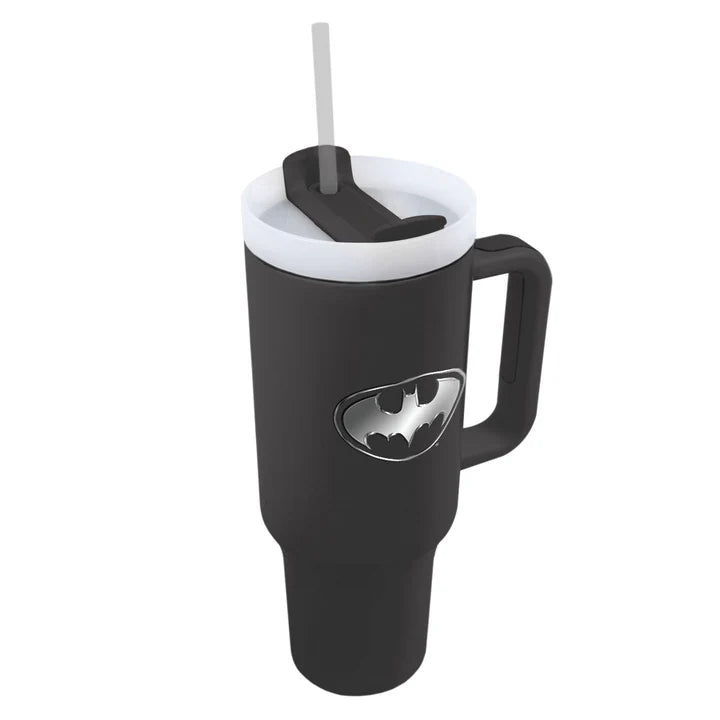 Batman (Bat Emblem) 40oz Stainless Steel Insulated Tumbler Cup - Leakproof Travel Mug for Coffee, Tea & Cold Drinks - Perfect for Superhero Fans, Office Use & Outdoor Activities