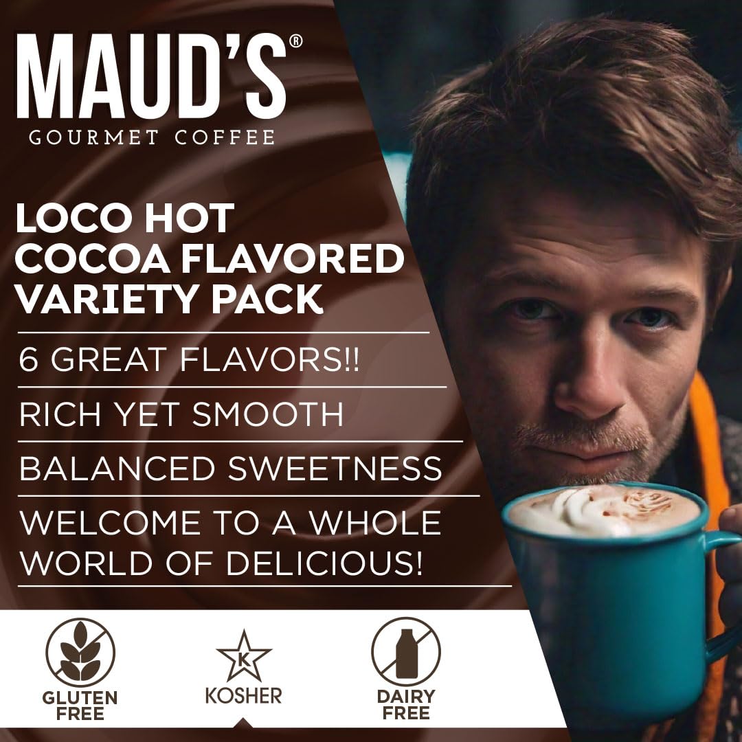 Maud's Flavored Hot Chocolate Variety Pack - 48 Count Single Serve Pods, Recyclable & Keurig K-Cup Compatible - Perfect for Home, Office & Holiday Gifting
