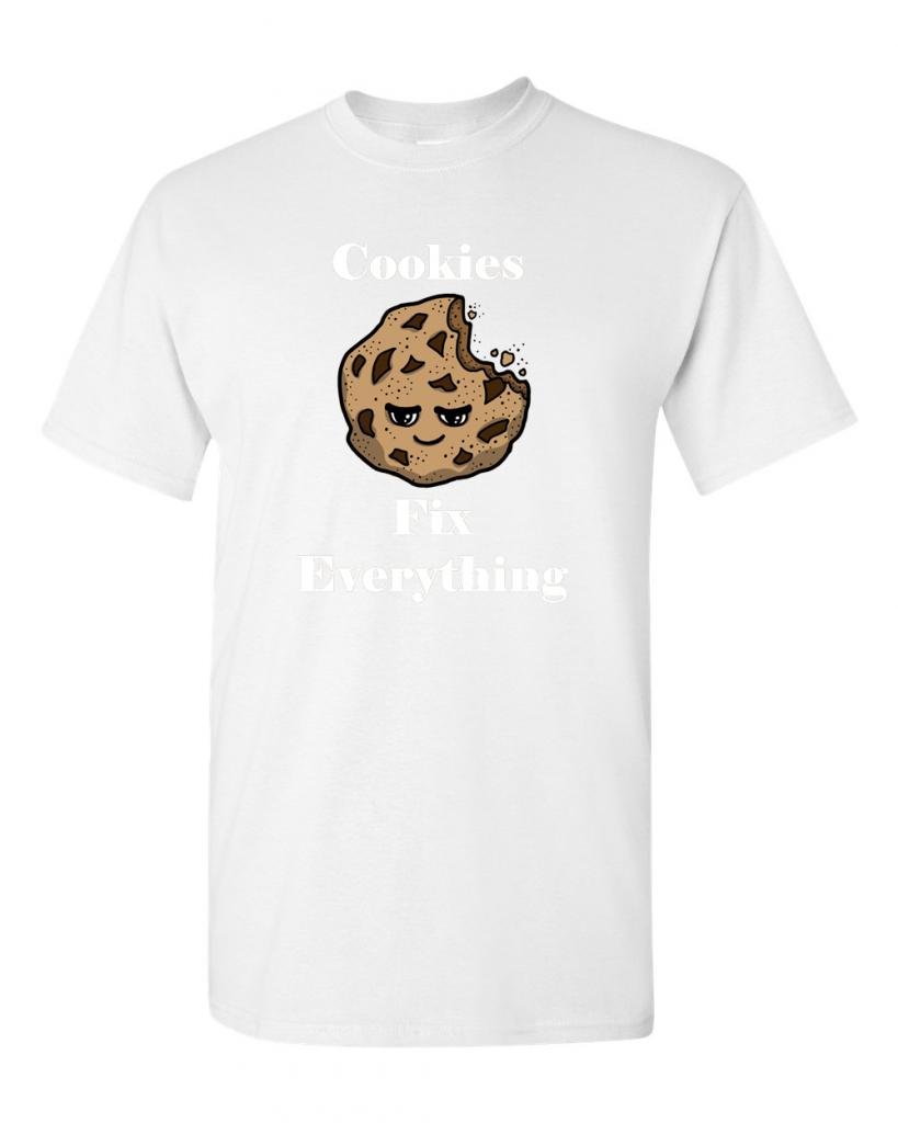 Cookies Fix Everything Funny Adult T-Shirt - Comfortable Cotton Tee for Men & Women - Perfect for Casual Wear, Gifts, and Baking Enthusiasts