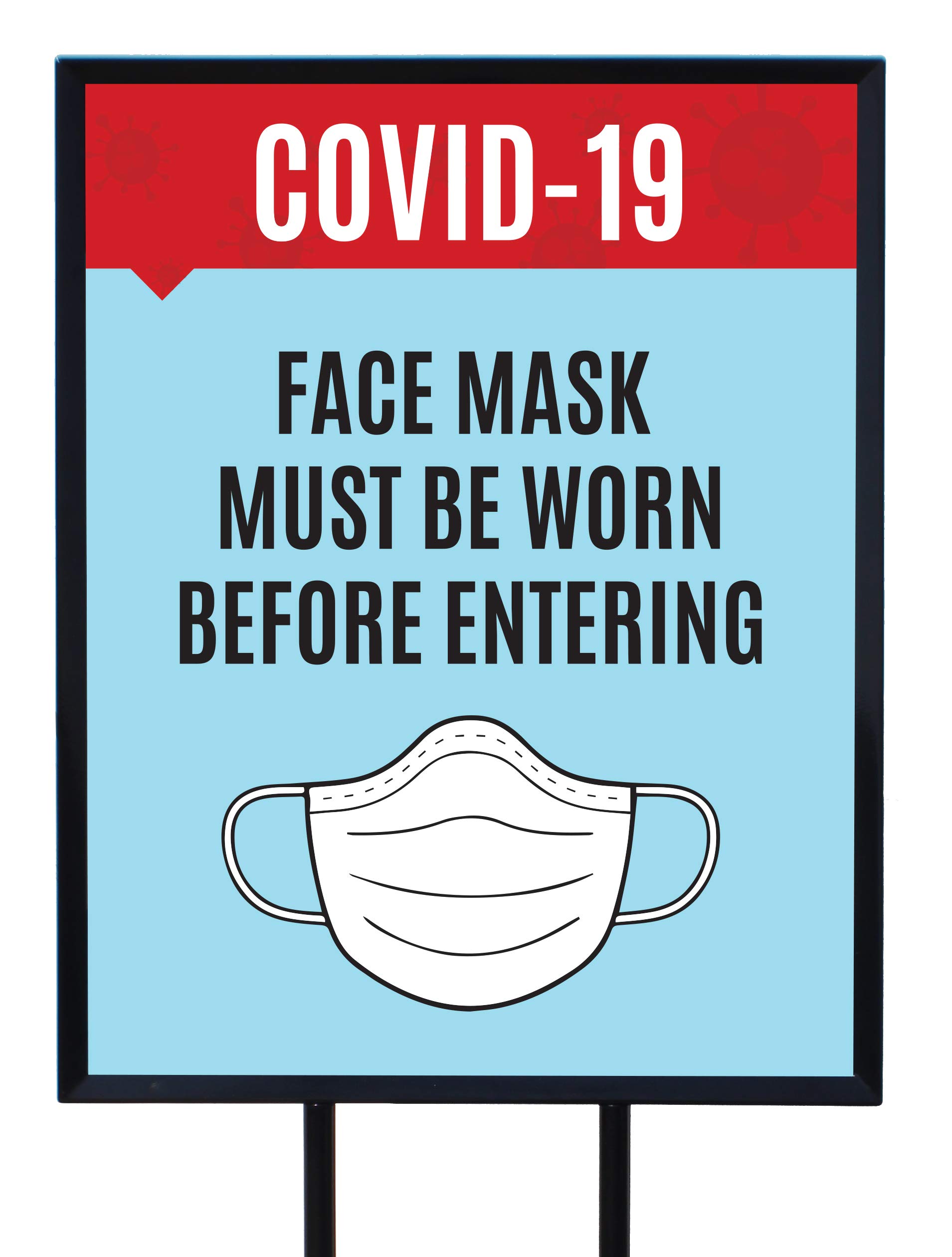 COVID-19 Safety Sign - Floor Standing Face Mask Required Poster for Businesses & Public Spaces | Ideal for Retail Stores, Offices & Healthcare Facilities