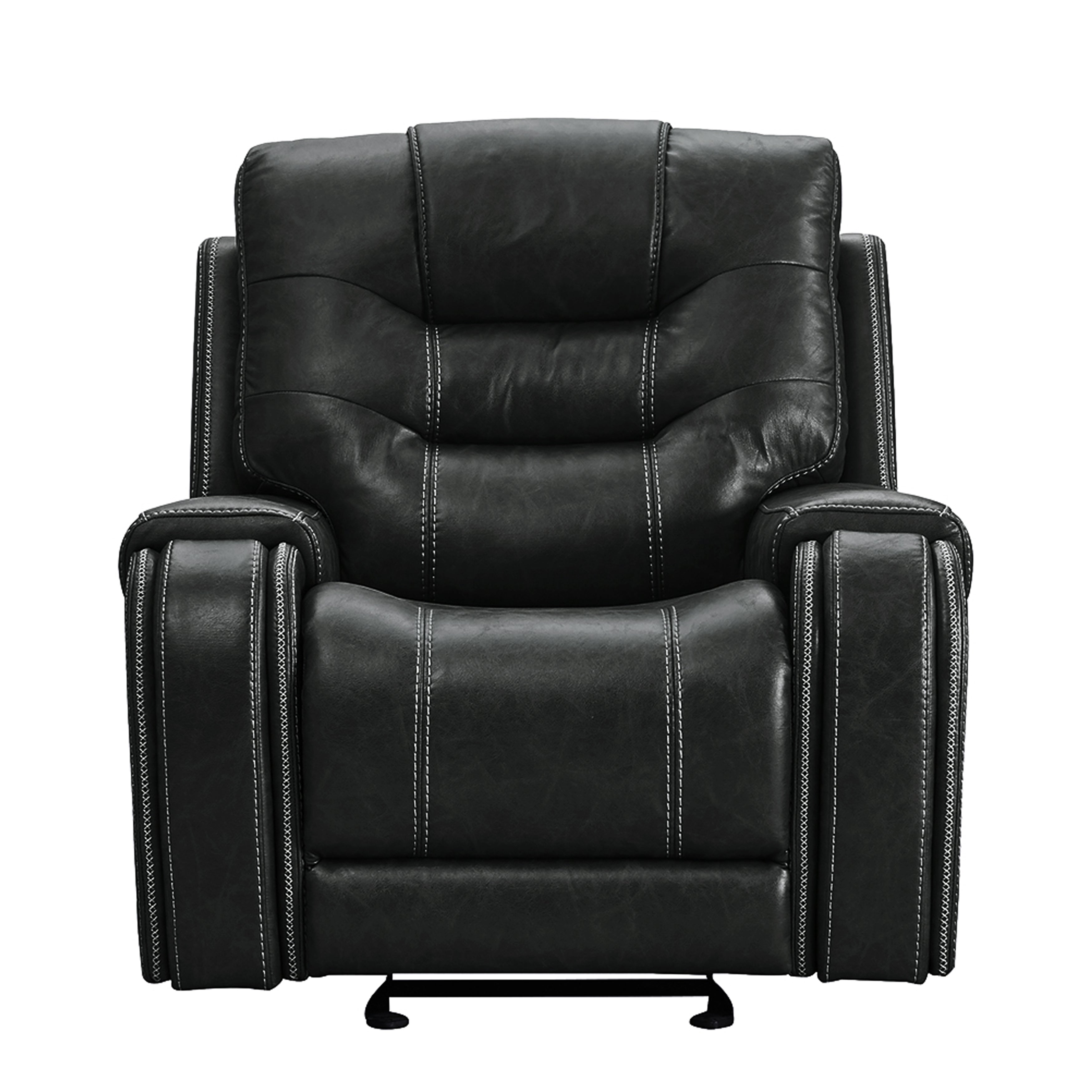 Rowena Modern Faux Leather Recliner Chair with Cup Holder - Smoke Gray - Comfortable Living Room Furniture for Home Theater, Gaming & Relaxation