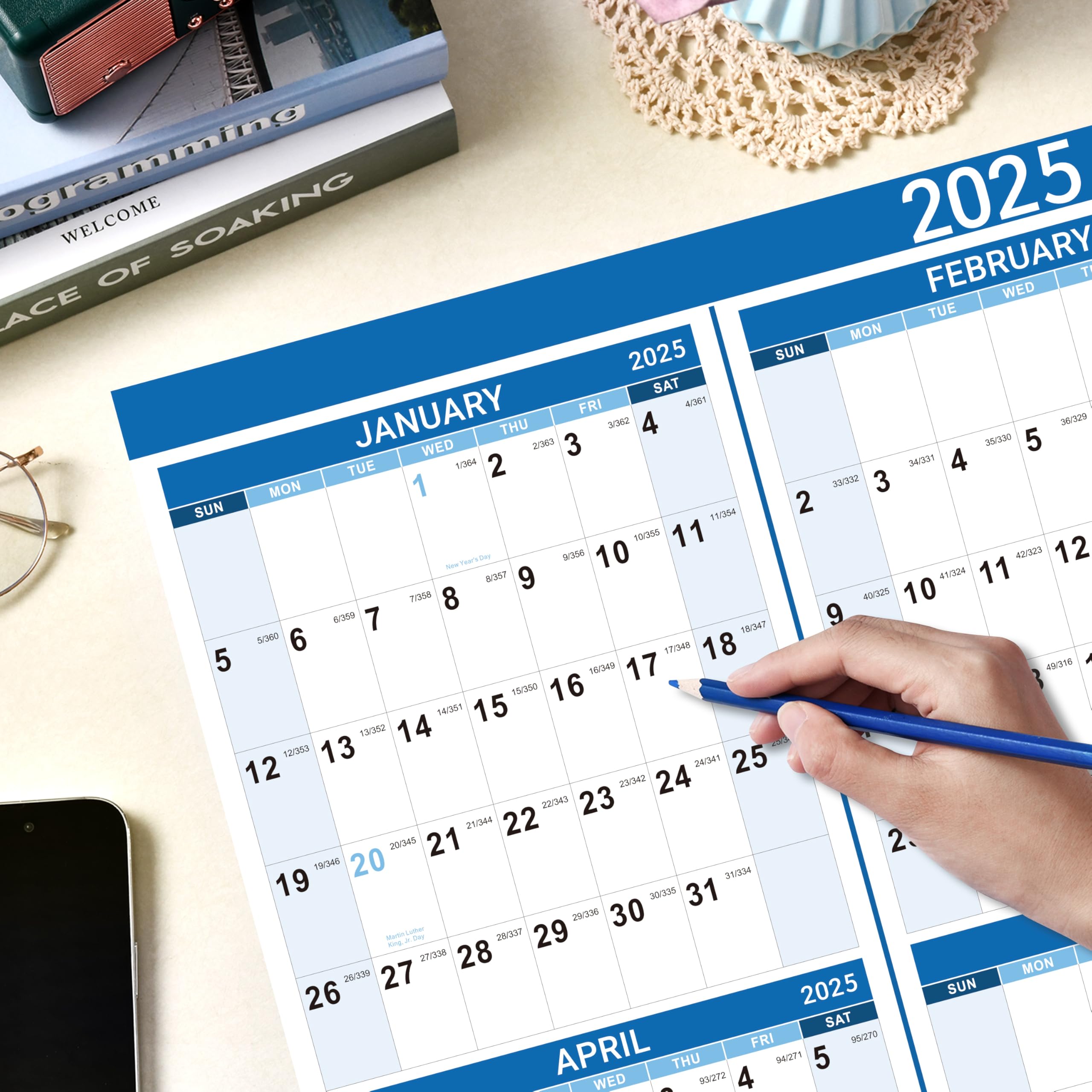 2025 Large Wall Calendar - January to December 2025 - 22.8