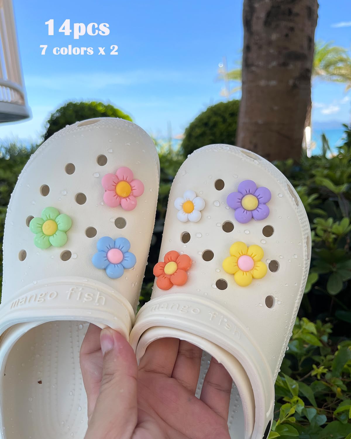 14Pcs Flower Shoe Charms - Cute Animal & Pet Shoe Decorations for Boys & Girls - Perfect for Sneakers, Sandals & Back-to-School Accessories