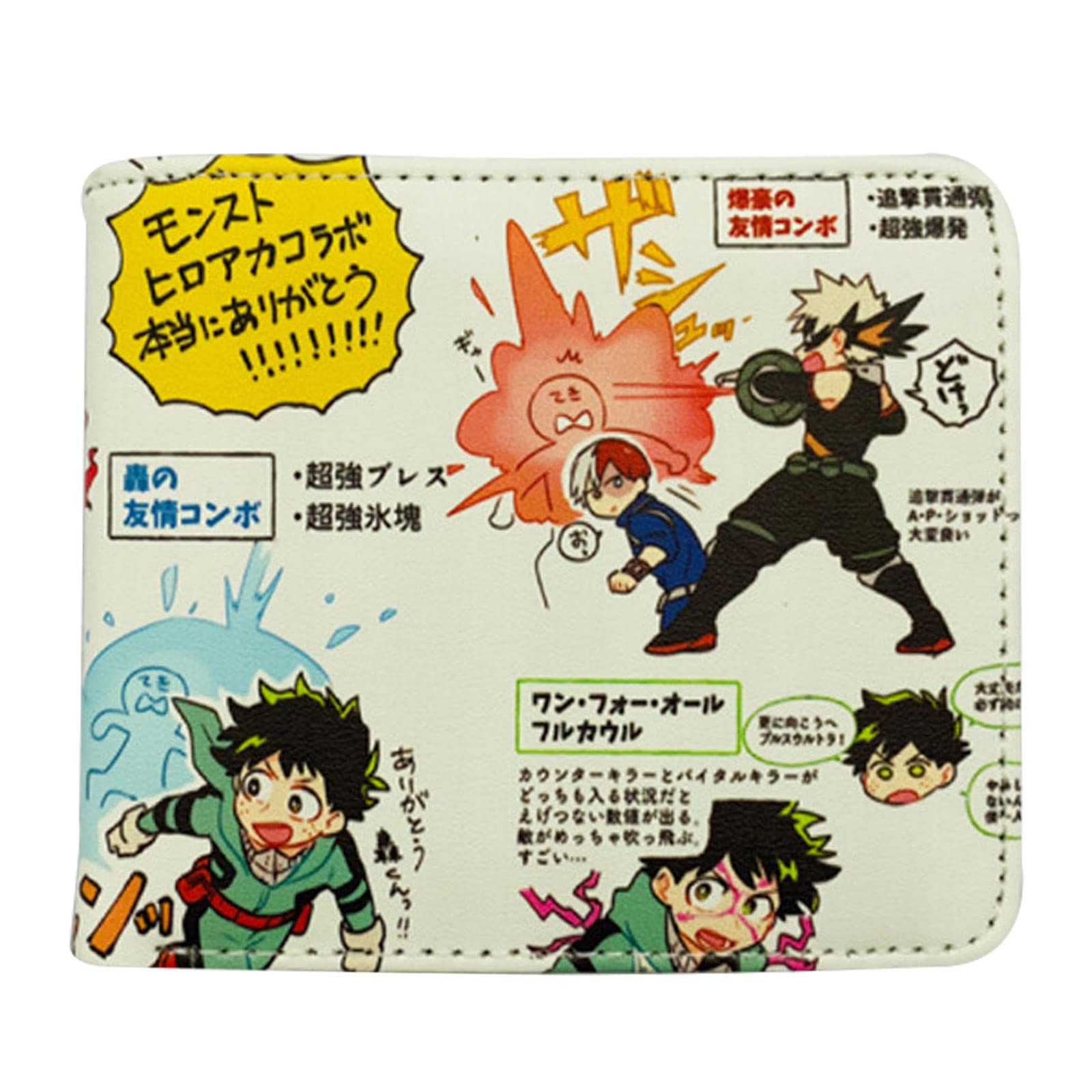 My Hero Academia PU Leather Bifold Wallet for Girls - 2 Cash Slots, 2 Credit Card Pockets, ID Window & Zipper Compartment | Compact 4.5x3.7 Inch White Anime Wallet for School, Travel & Everyday Use