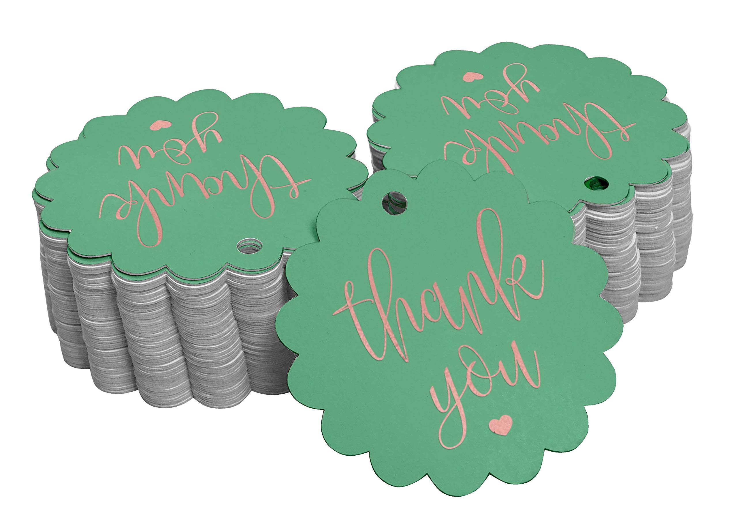 50 Pack Rose Gold Foil Paper Thank You Tags for Bridal Shower Favors, Wedding Decorations, Baby Shower Gifts & Party Supplies - Elegant Hang Tags for Special Events