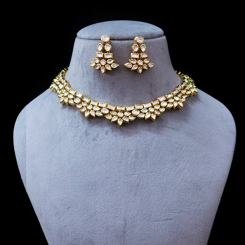 Exquisite Gold Plated Royal Kundan Necklace (D534) - Elegant Indian Jewelry for Weddings, Parties & Special Occasions