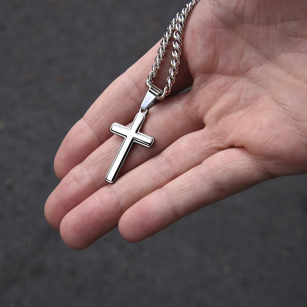 Personalized Cross Necklace for Dad - Custom Engraved Father's Day Gift - Perfect for Birthday, Anniversary & Religious Occasions
