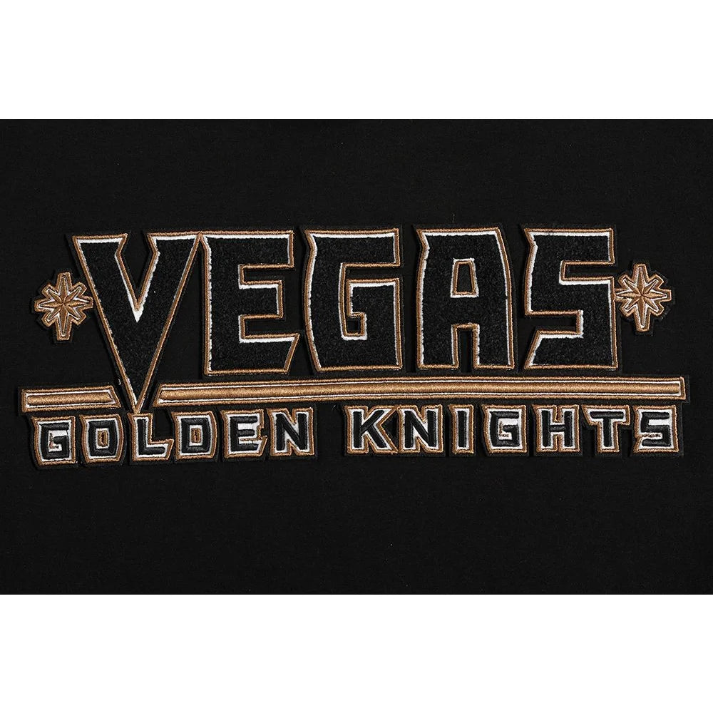 Men's Pro Standard Vegas Golden Knights Chenille Short Sleeve Hoodie - Black | Comfortable & Stylish for Game Day, Casual Wear & Fan Apparel