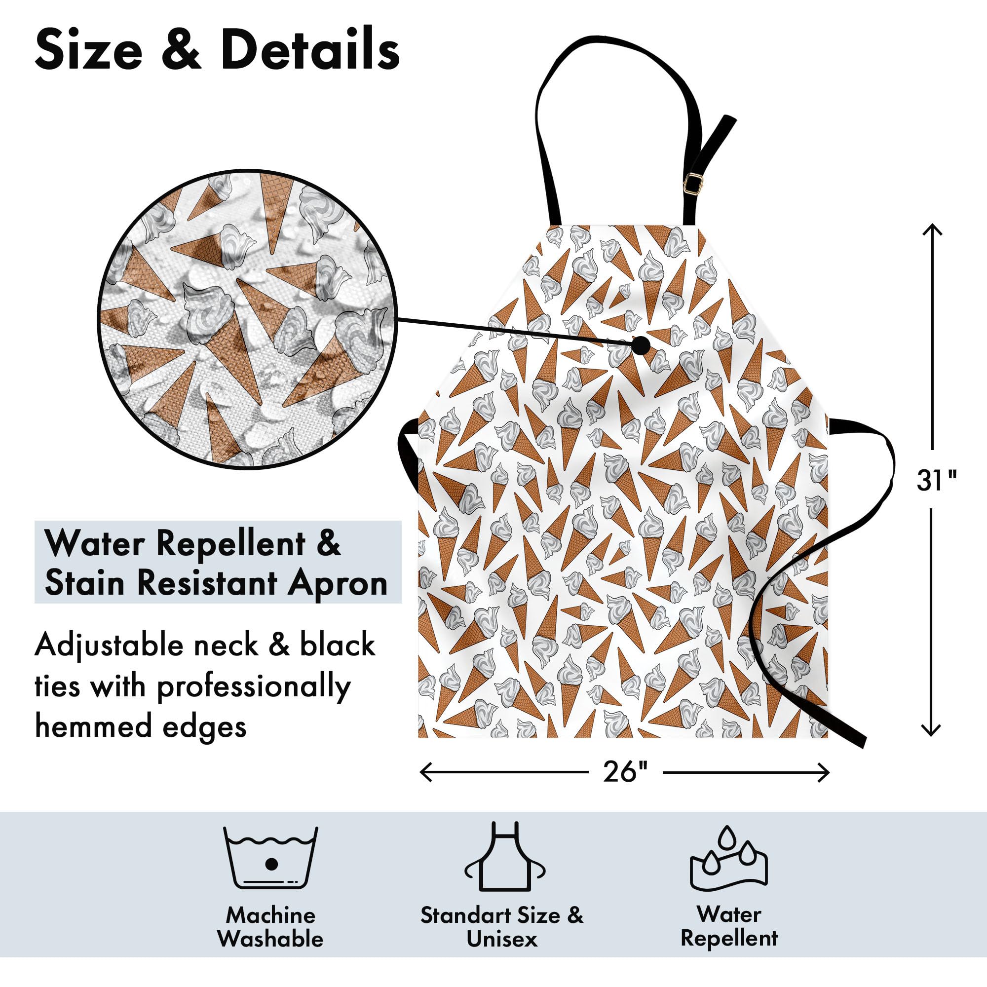 Ambesonne Stylish Printed Apron - Adjustable & Waterproof Kitchen Apron for Cooking, Baking, BBQ - Perfect for Indoor & Outdoor Use - Ideal Gift for Chefs & Home Cooks